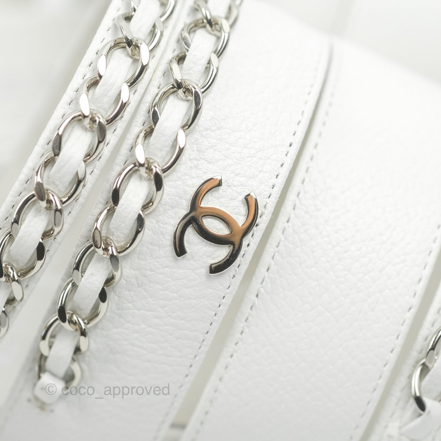 Chanel CC Chain Sandals White Silver Hardware Size 34.5