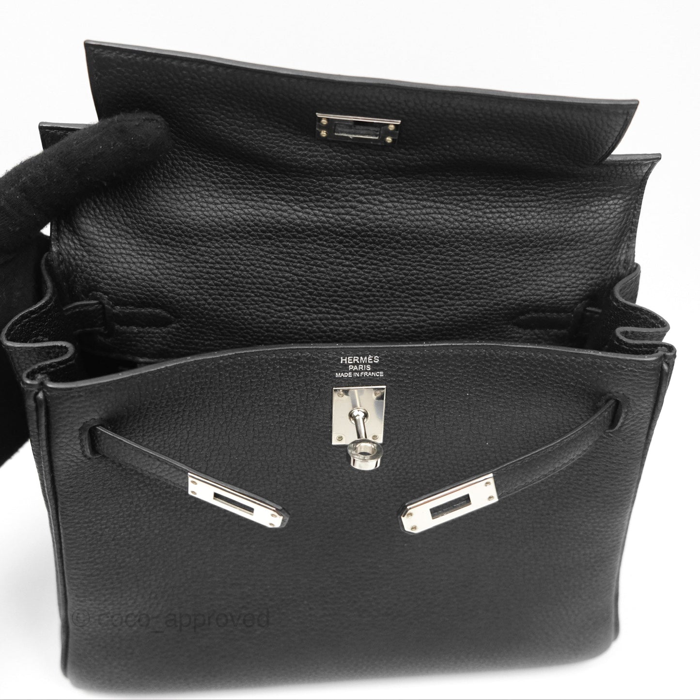 Hermès Retourne Kelly 25 Black Togo Palladium Hardware