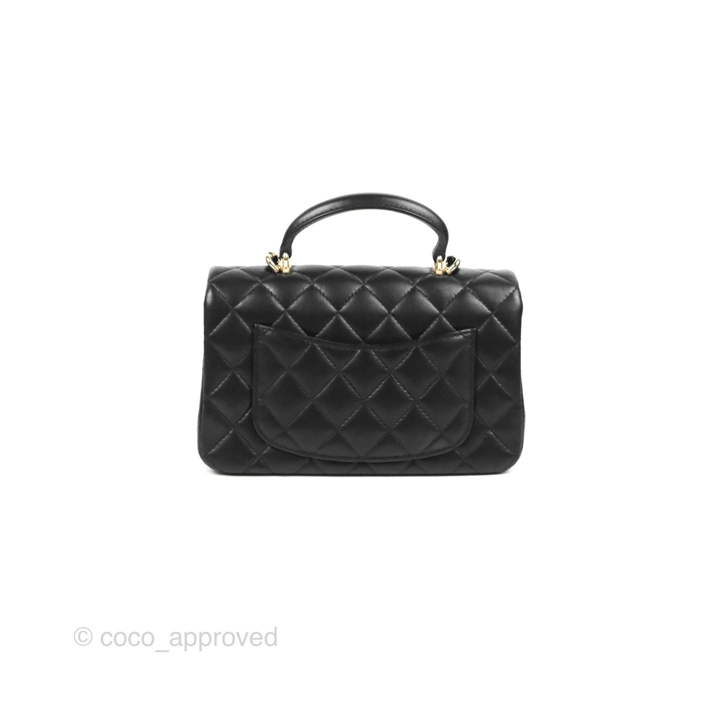 Chanel Top Handle Mini Rectangular Flap Bag Black Lambskin Gold Hardware