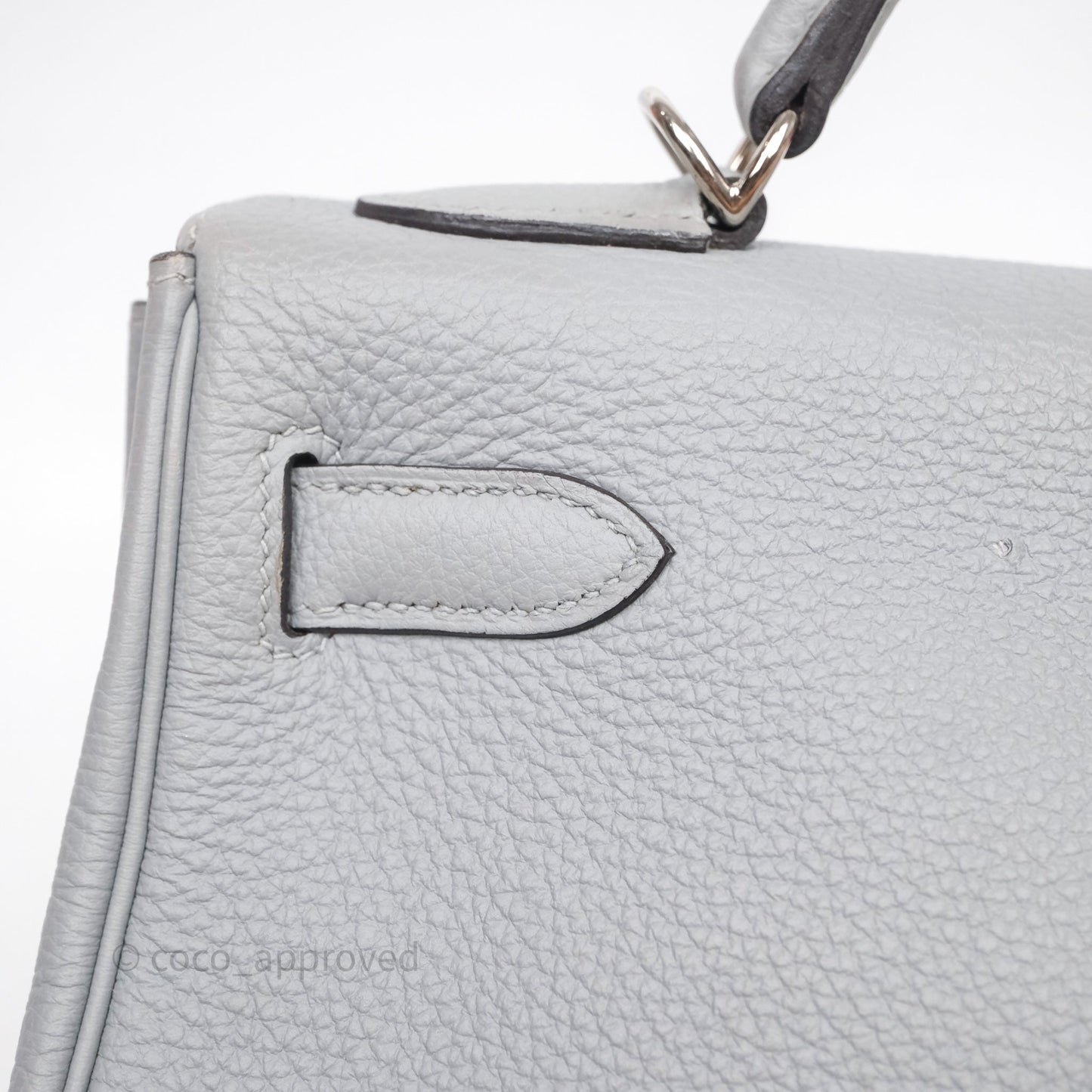 Hermès Kelly 32 Retourne Bleu Glacier 8U Togo Palladium Hardware