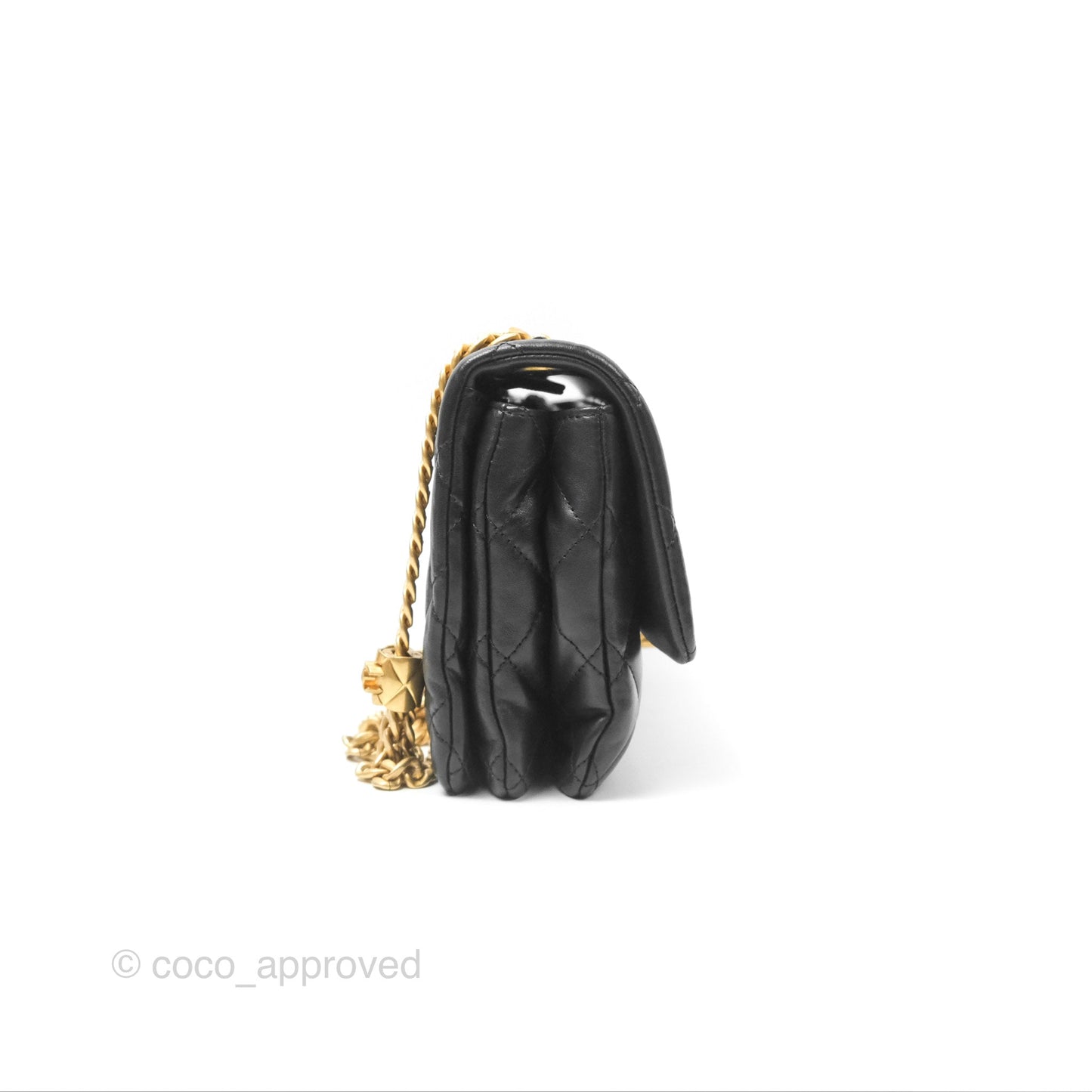 Chanel Flap Bag with Adjustable Strap Black Lambskin Aged Gold Hardware 22K