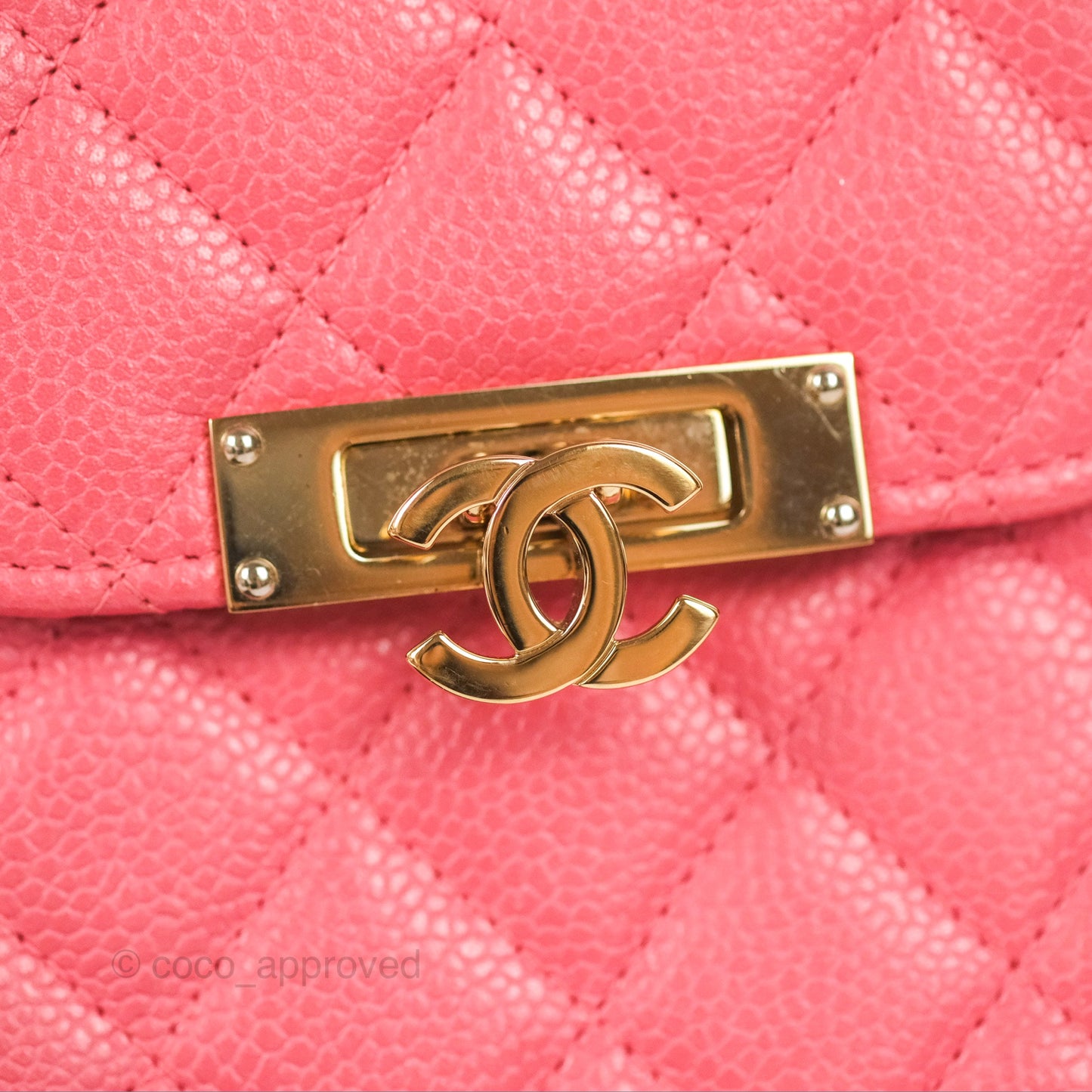 Chanel Golden Class Phone Holder With Chain Pink Caviar Gold Hardware