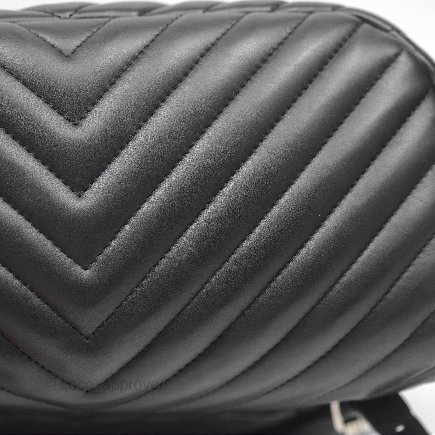 Chanel Medium Chevron Urban Spirit Backpack Black Calfskin Silver Hardware