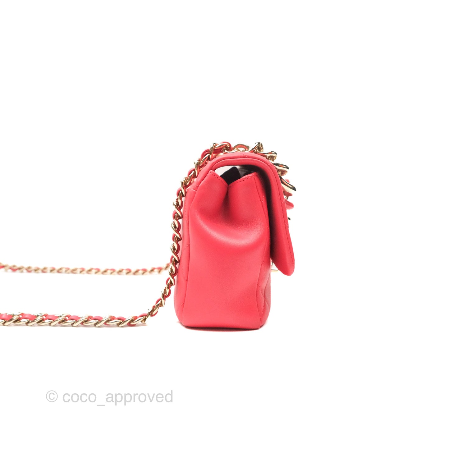 Chanel Quilted Resin Bi-Color Chain Flap Bag Dark Pink Lambskin
