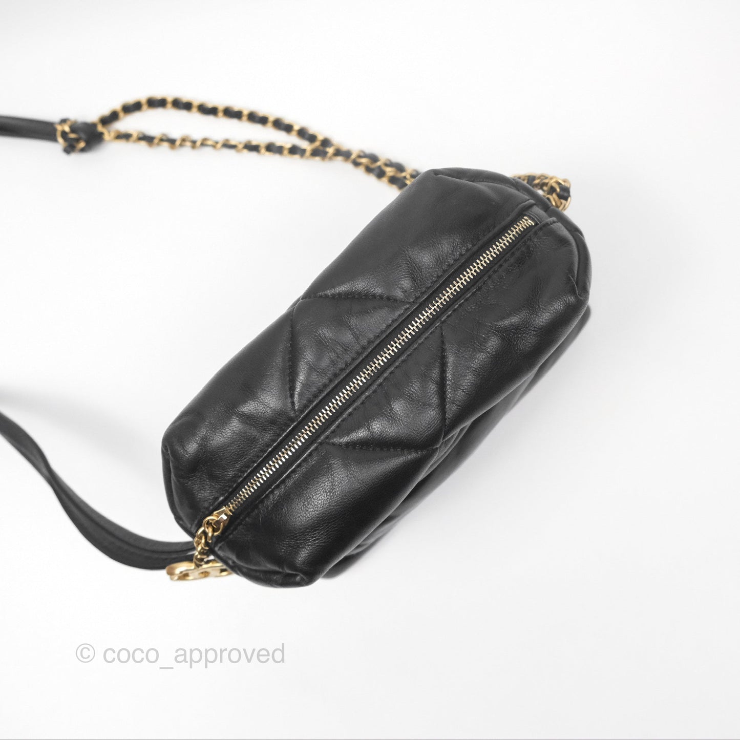Chanel Small Quilted Bowling Bag Black Lambskin Aged Gold Hardware