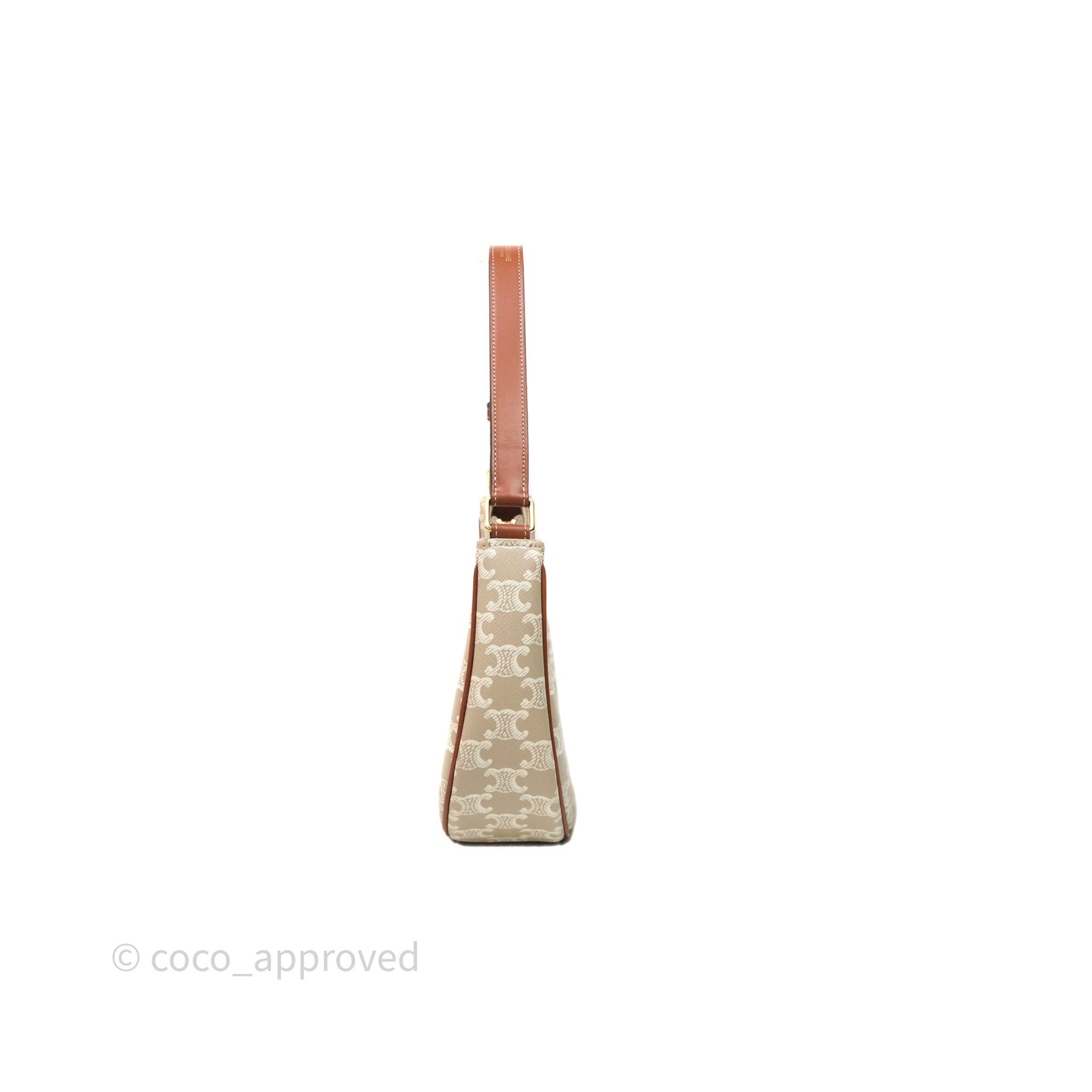 Celine Ava Bag In Triomphe Canvas Calfskin Grege