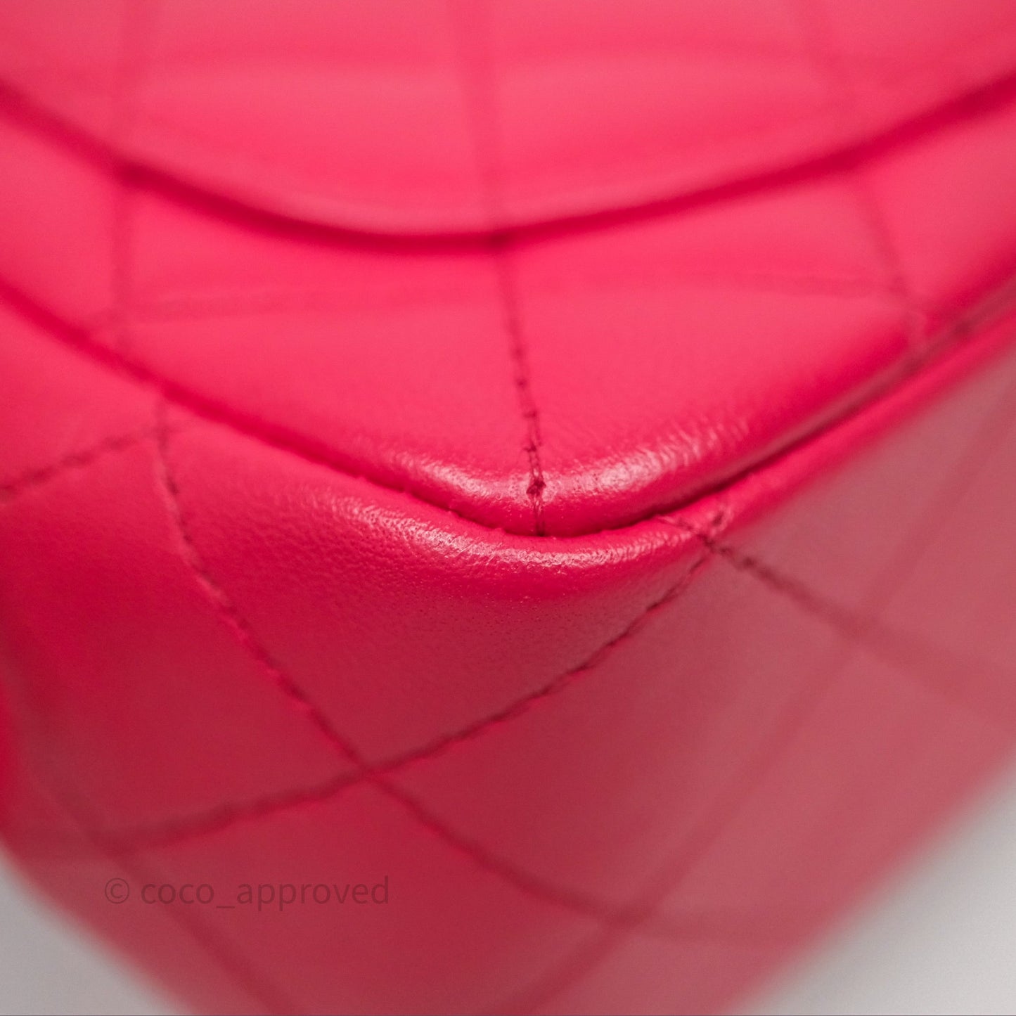 Chanel Mini Square Flap Quilted Dark Pink Lambskin Gold Hardware
