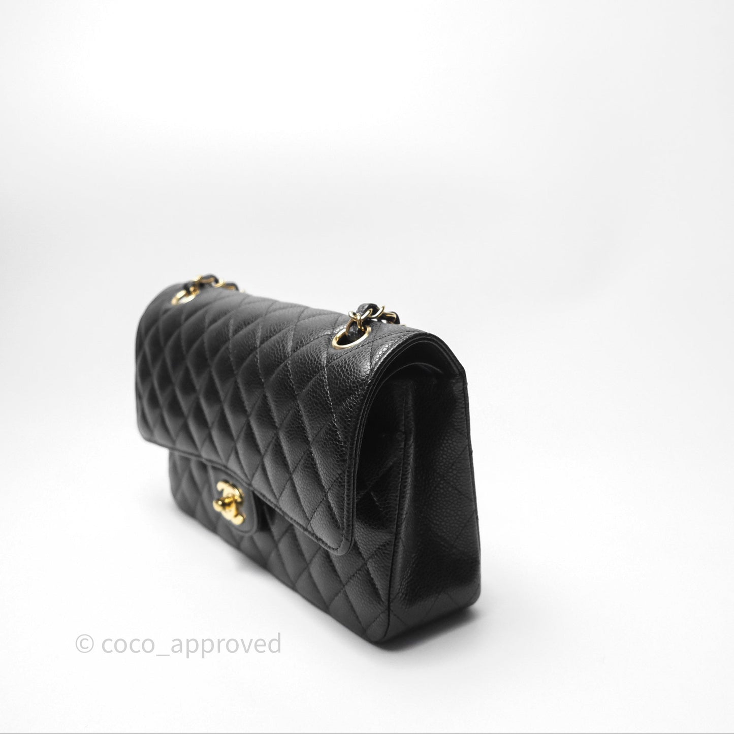 Chanel Classic M/L Medium Flap Quilted Black Caviar Gold Hardware