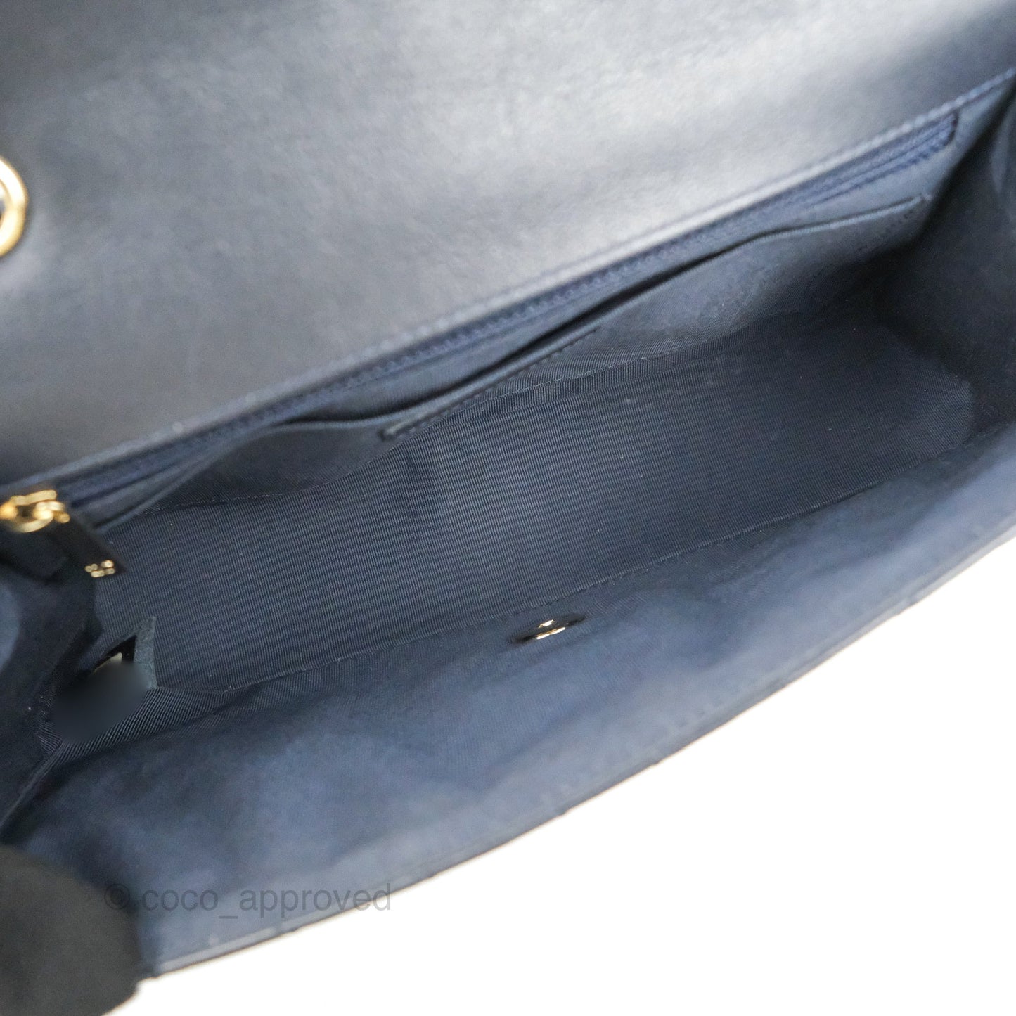 Chanel Medium Statement Chevron Flap Bag Navy Calfskin Gold Hardware