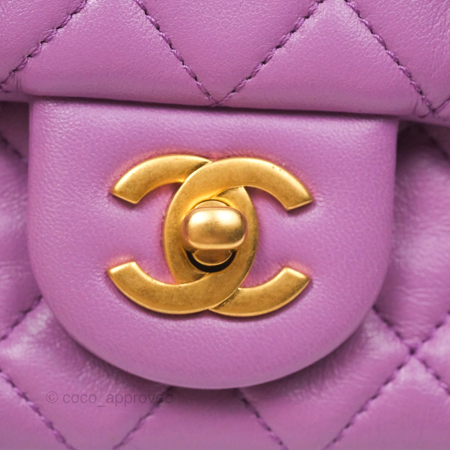 Chanel Mini Rectangular Pearl Crush Quilted Purple Lambskin Aged Gold Hardware