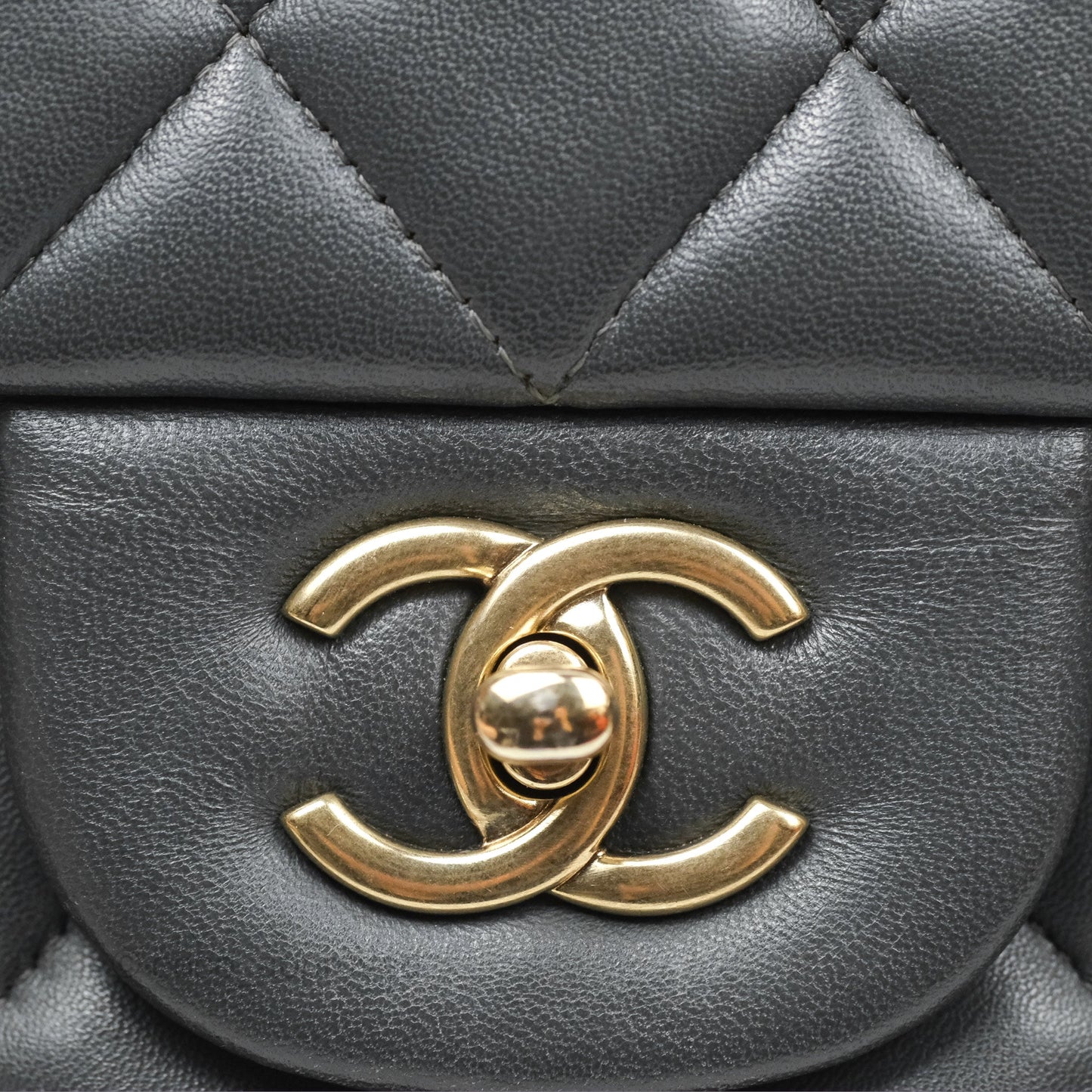 Chanel Jumbo Double Flap Dark Grey Lambskin Brushed Gold Hardware⁣⁣