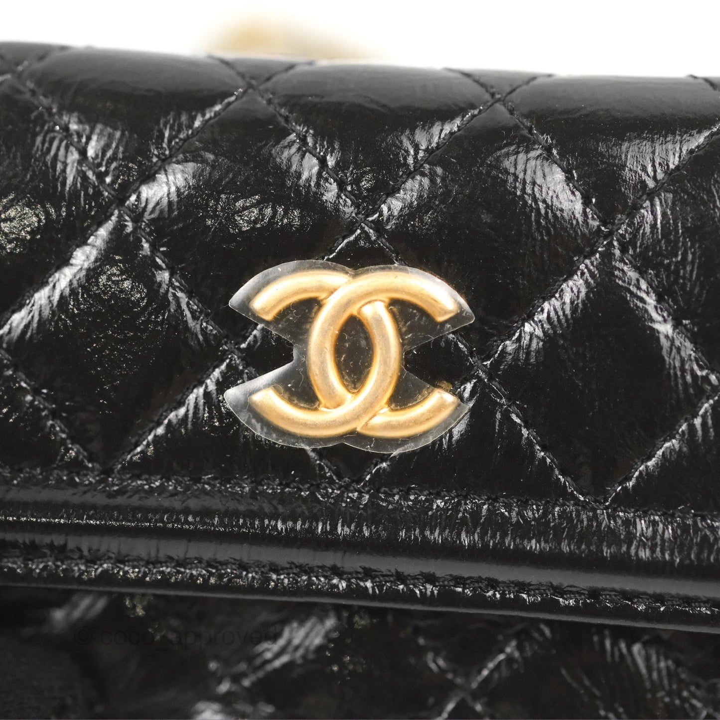 Chanel Waist Belt Bag Black Glazed Aged Calfskin Aged Gold Hardware