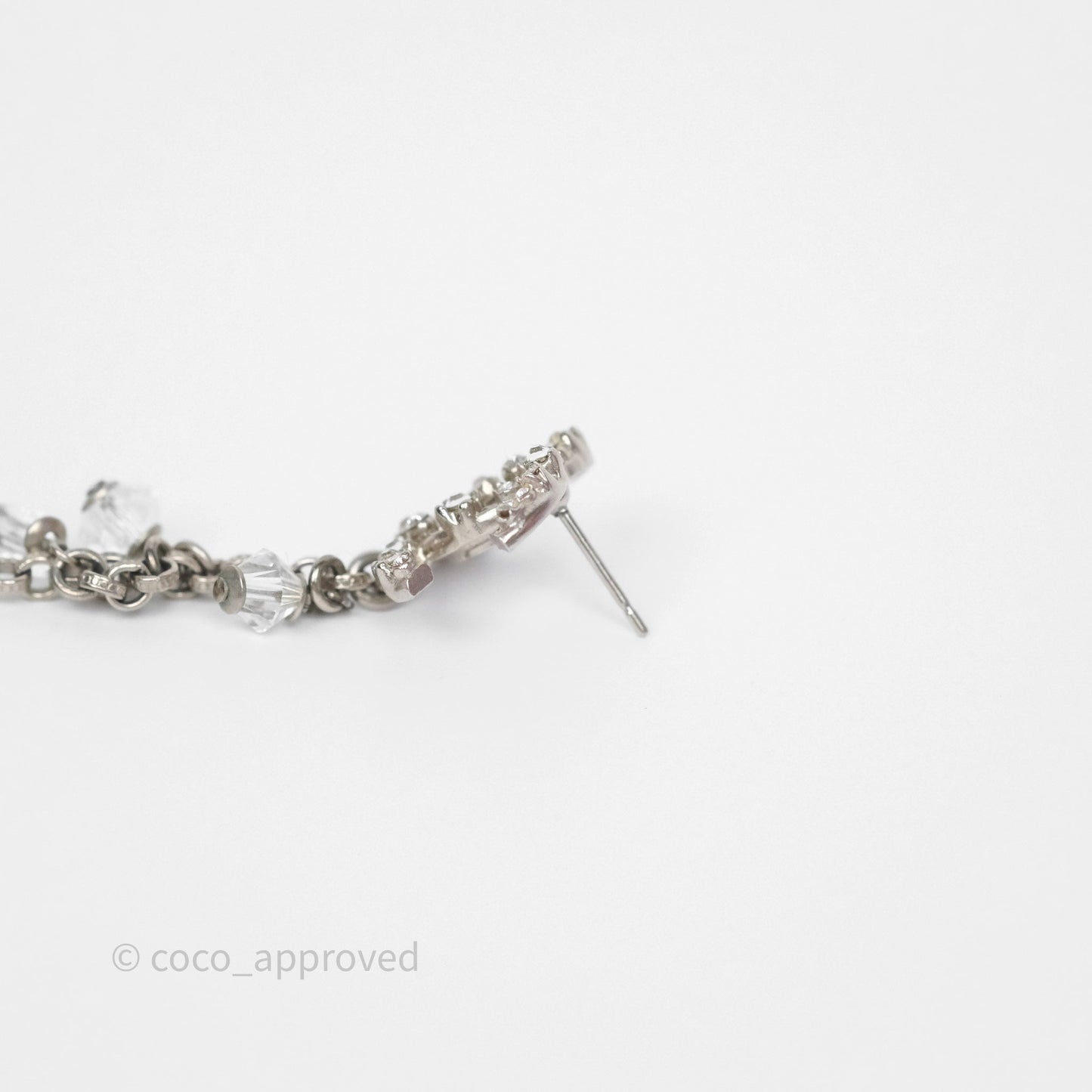 Chanel Crystal CC Drop Earrings Ruthenium Tone 18S