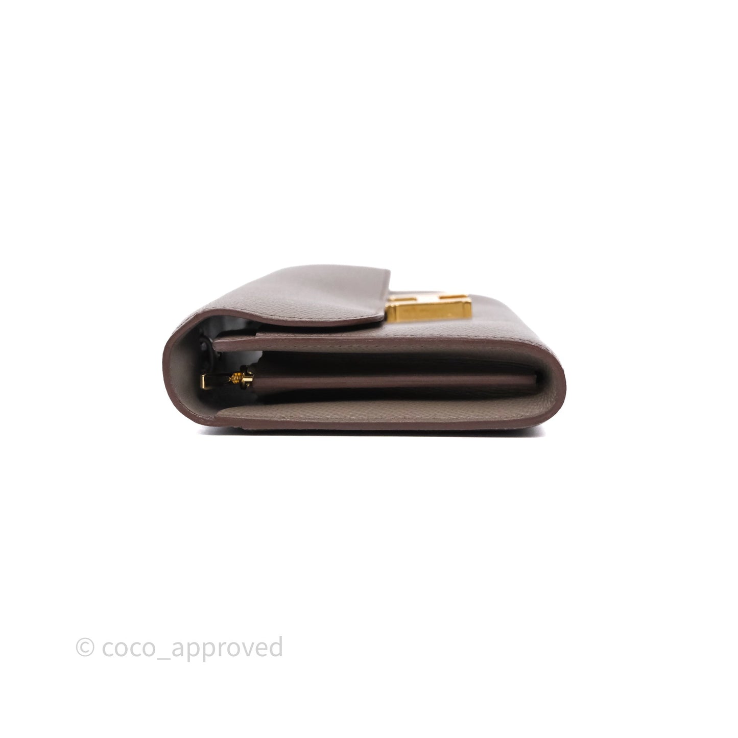 Hermès Constance To Go Wallet Gris Etain 8F Epsom Gold hardware