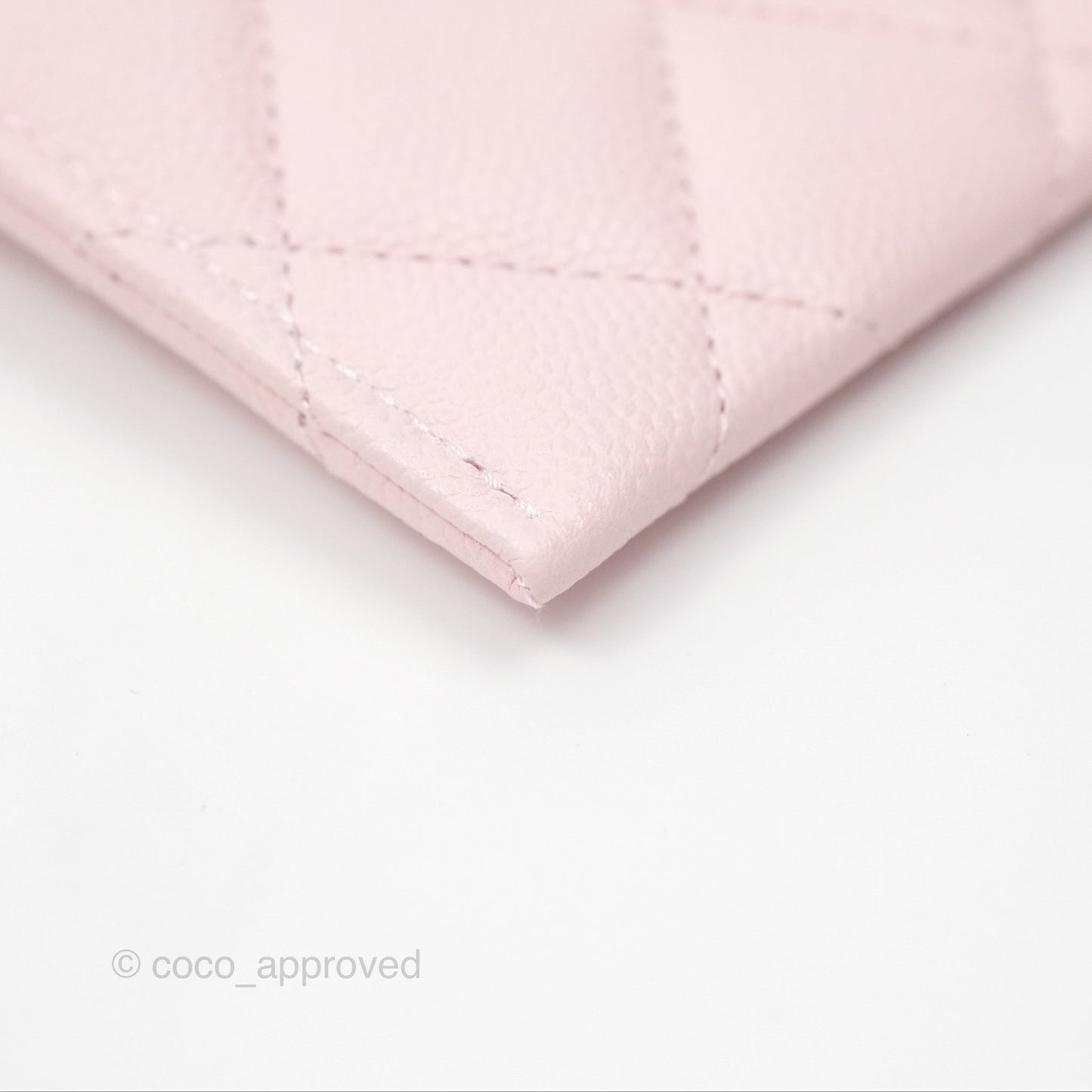 Chanel Quilted Flat Card Holder Light Pink Caviar