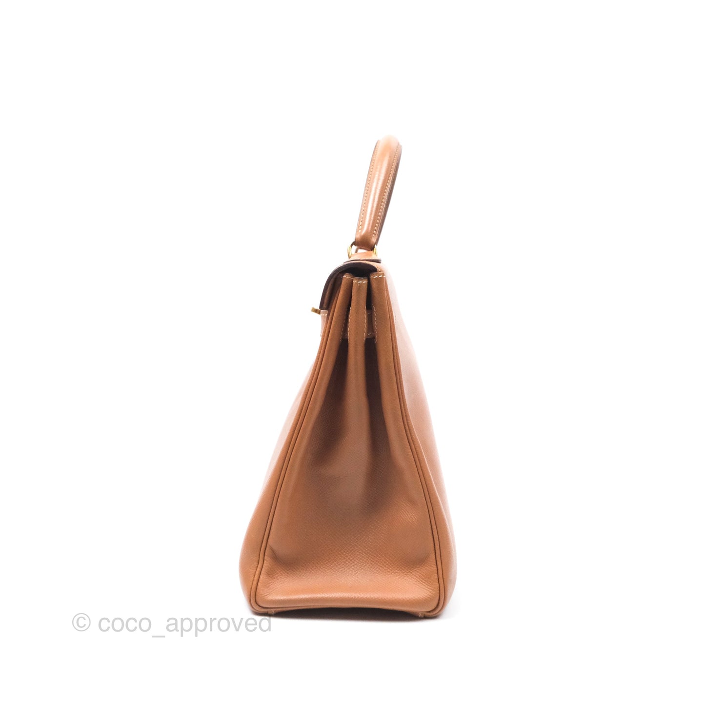 Hermes Vintage Kelly 32 Retourne Natural Gold Hardware