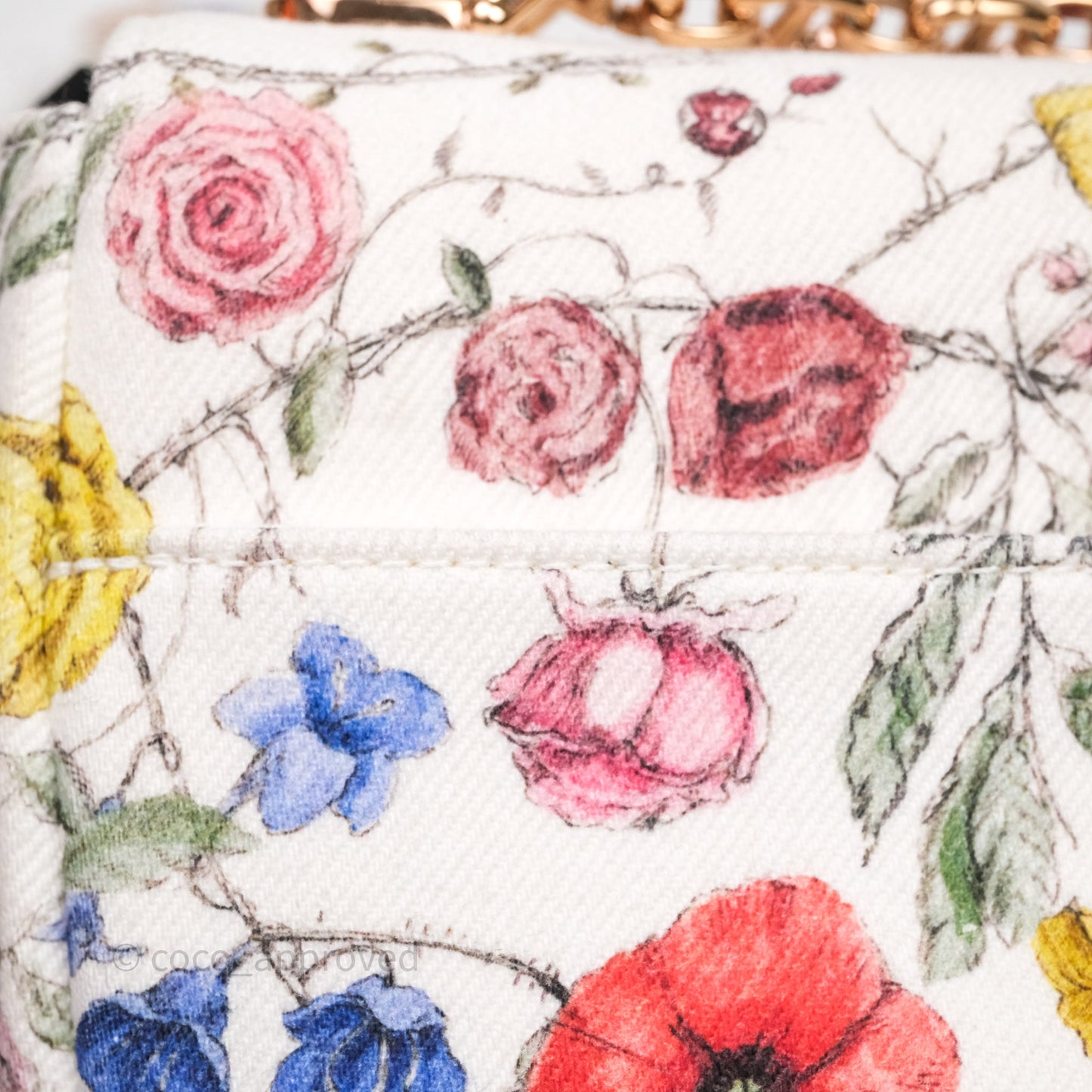 Dior Small Caro Bag White Florilegio Rose Gold Hardware