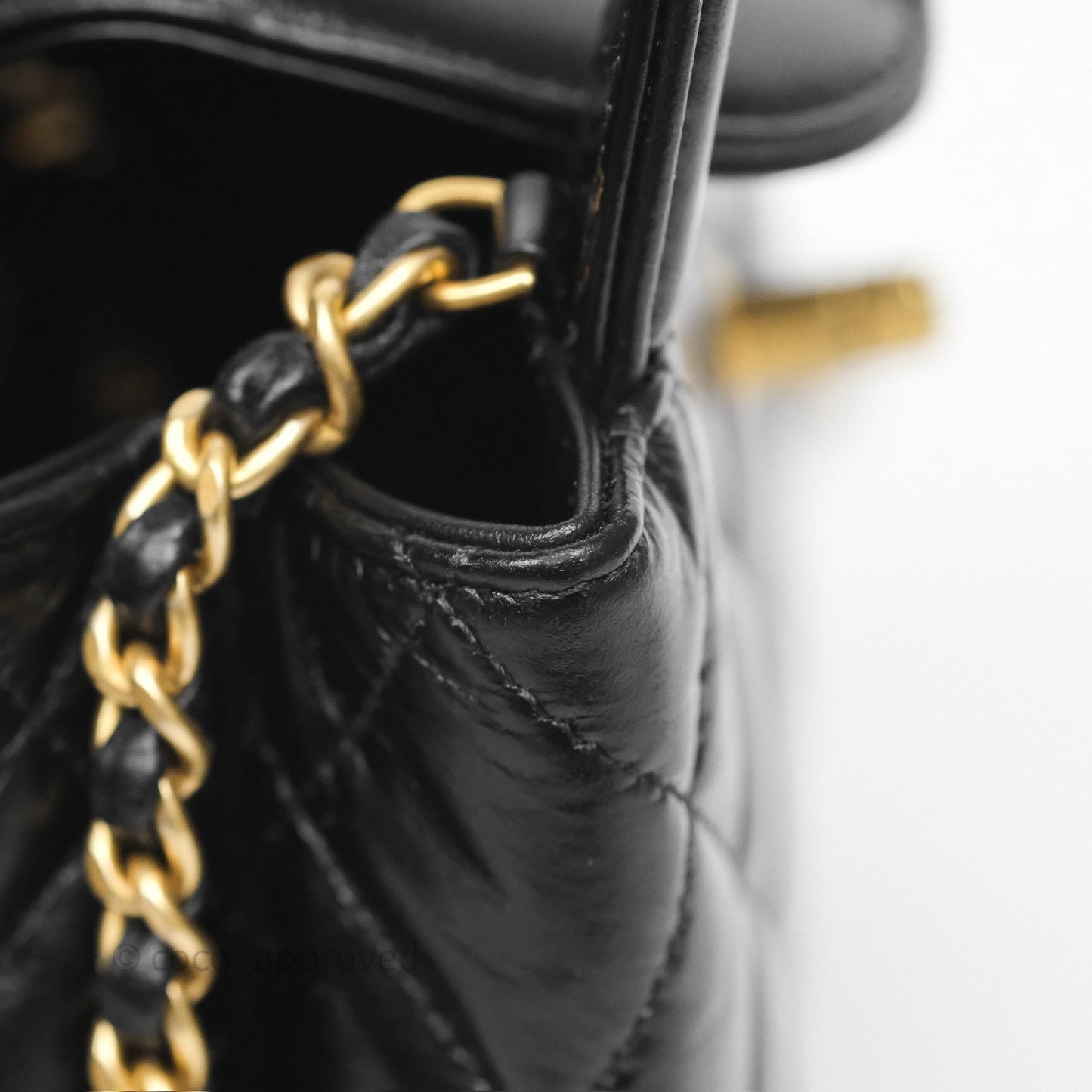 Chanel Kelly Bag Quilted Black Shiny Crumpled Calfskin Aged Gold Hardware