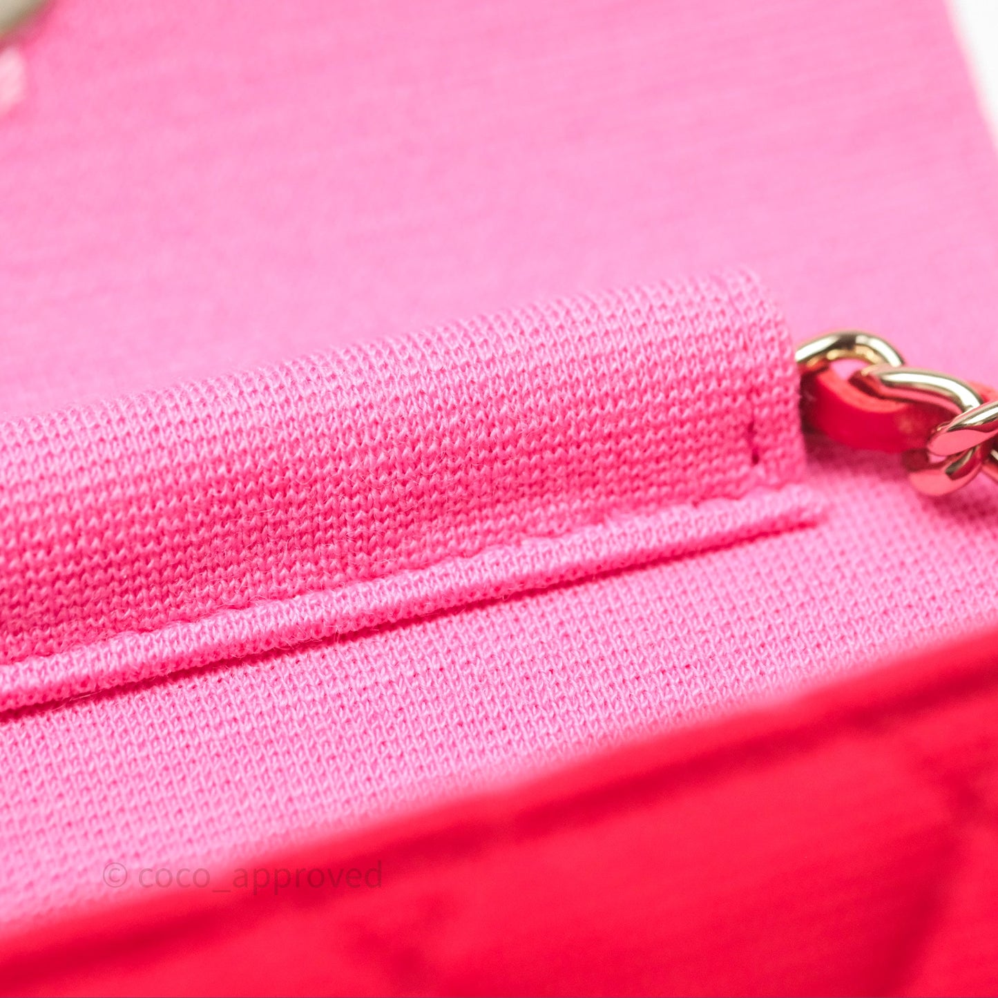 Chanel Mini Clutch With Chain Red Cotton Gold Hardware