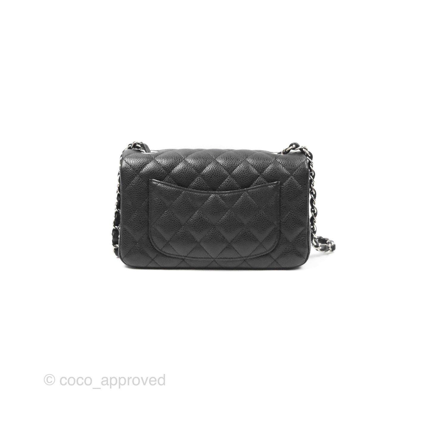 Chanel Classic Quilted Mini Rectangular Flap Black Caviar Silver Hardware