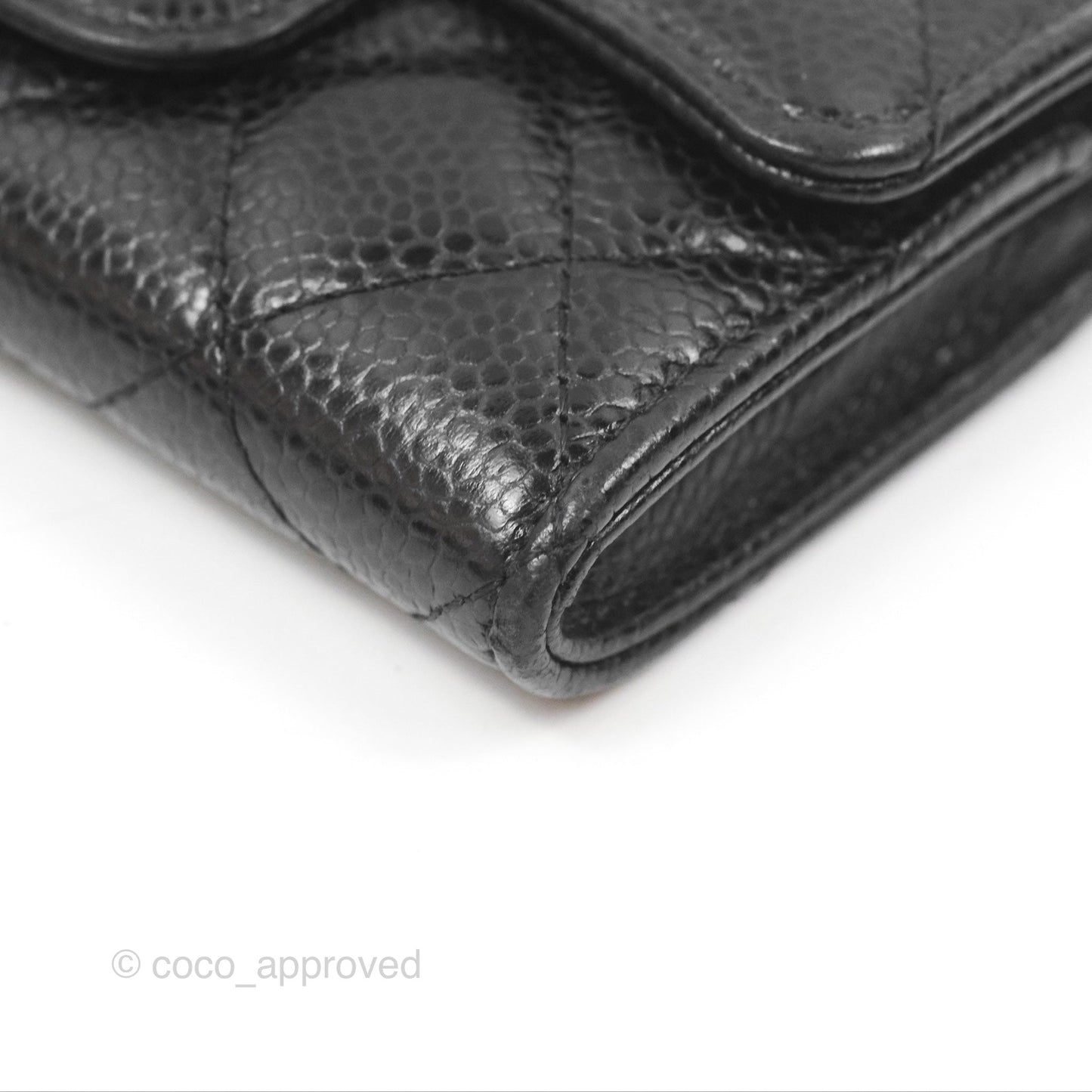 Chanel Classic Quilted Flap Card Holder Black Caviar Gold Hardware