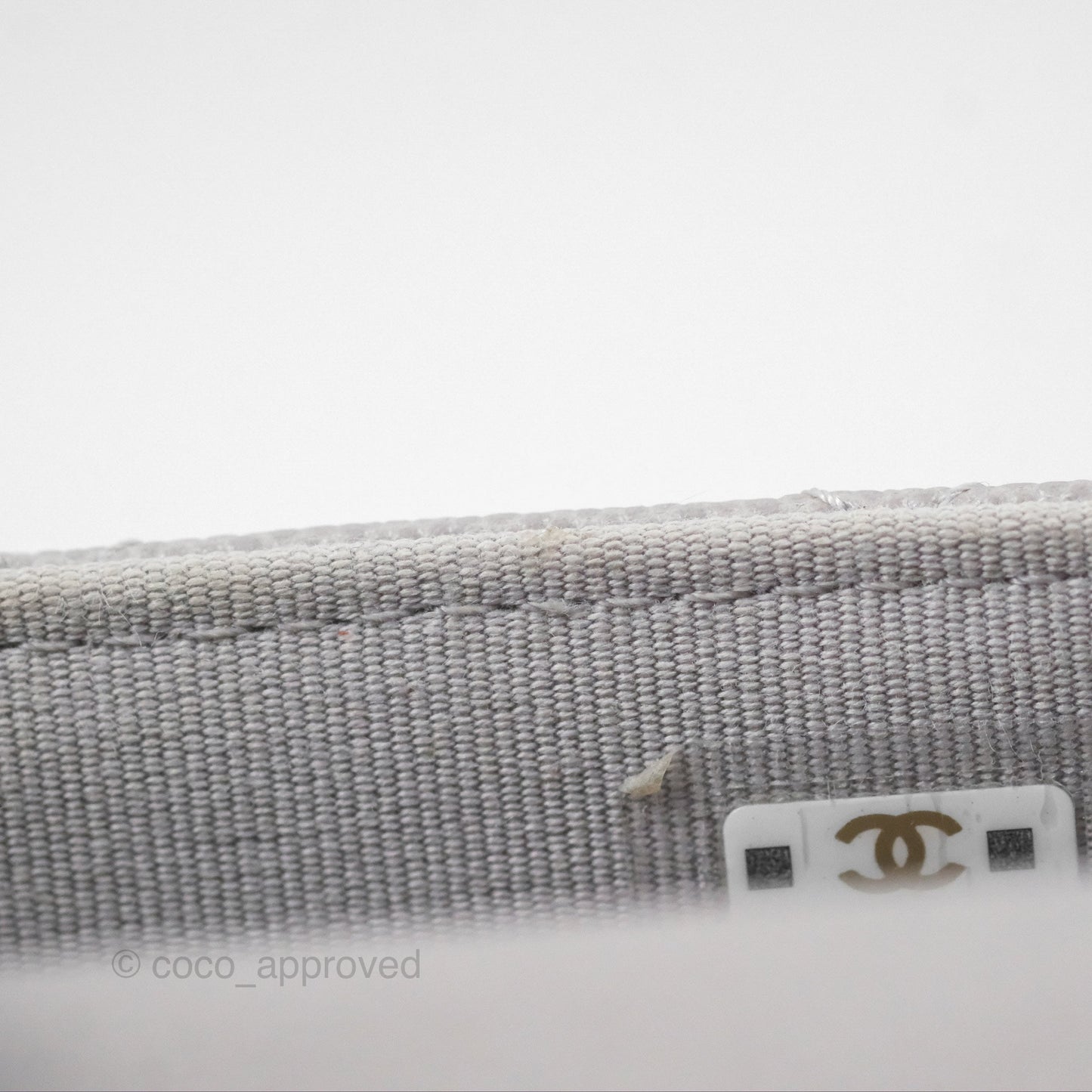 Chanel Quilted Phone Holder Grey Caviar Gold Hardware