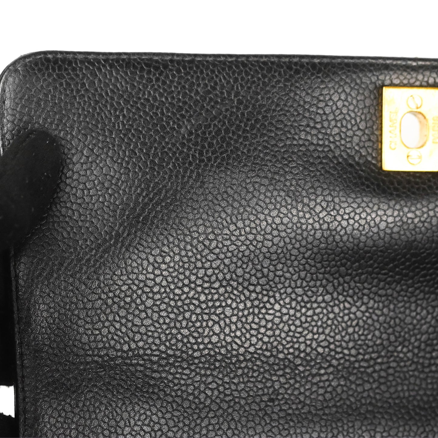 Chanel Vintage Kelly Quilted Flap Bag Black Caviar 24K Gold Hardware
