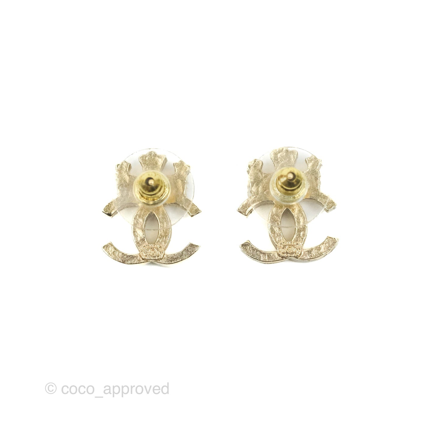 Chanel CC Crystal Crown Earrings Gold 21A