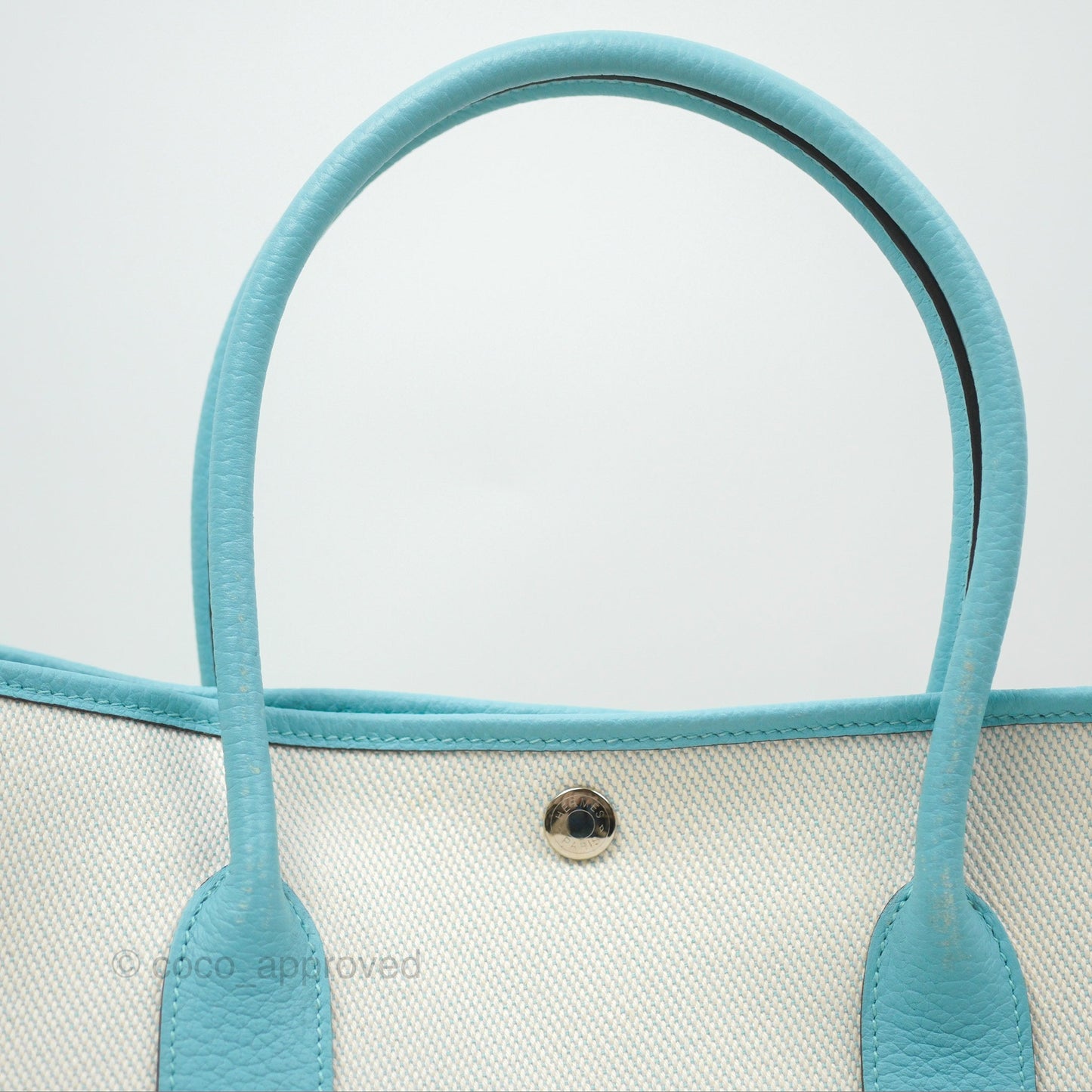 Hermès Garden Party 36 Country Ecru Bleu Atoll Canvas