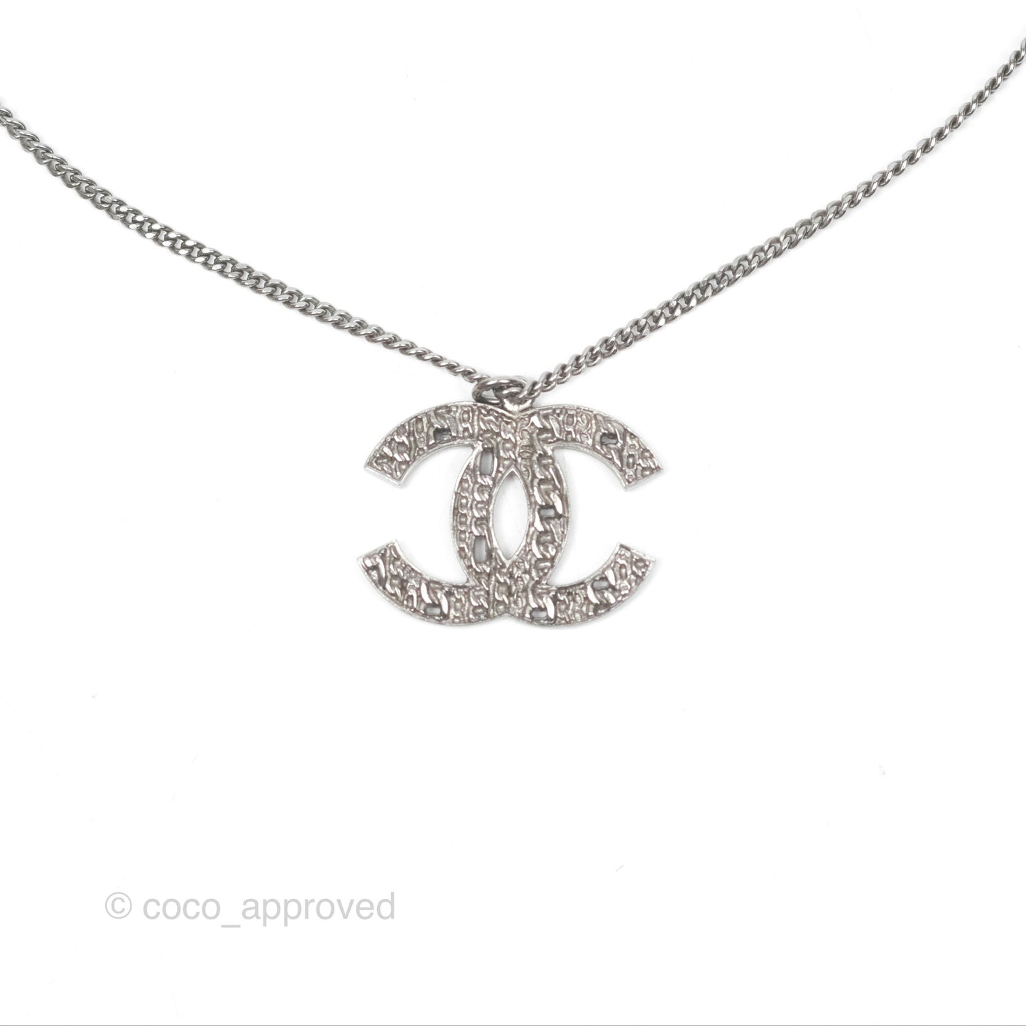 Chanel Chain CC Necklace Gun Metal Tone 14C