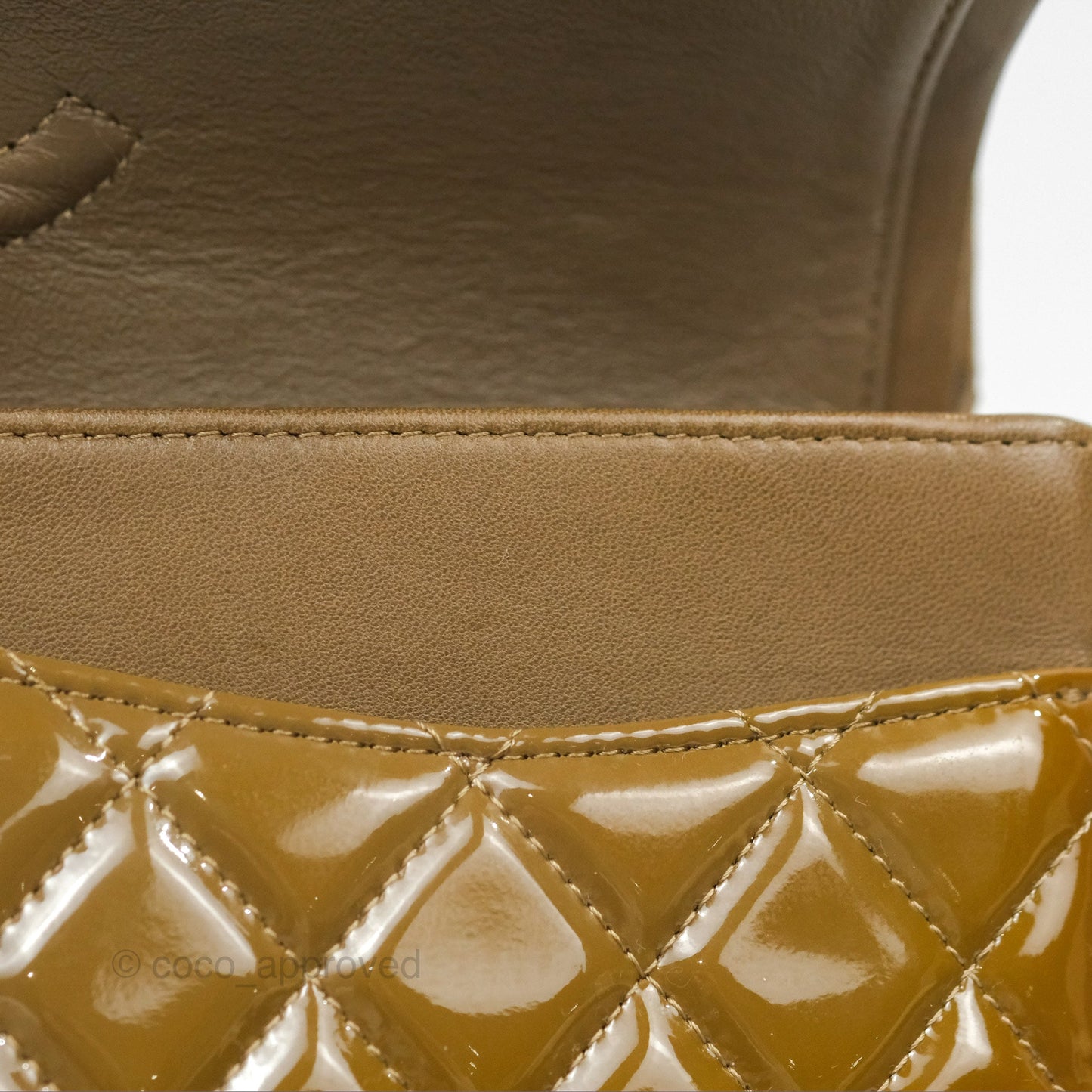 Chanel Classic M/L Medium Flap Quilted Brown Patent Silver Hardware