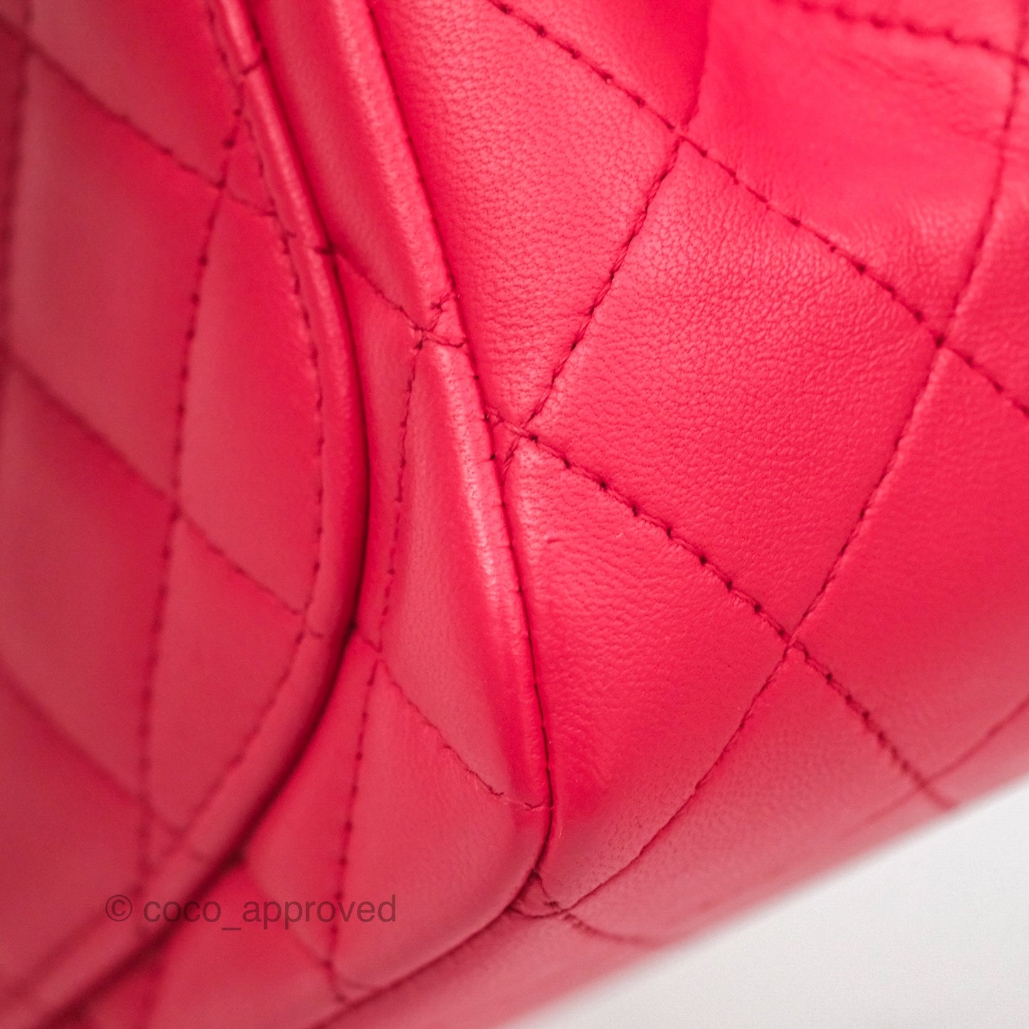 Chanel Mini Square Quilted Red Lambskin Gold Hardware