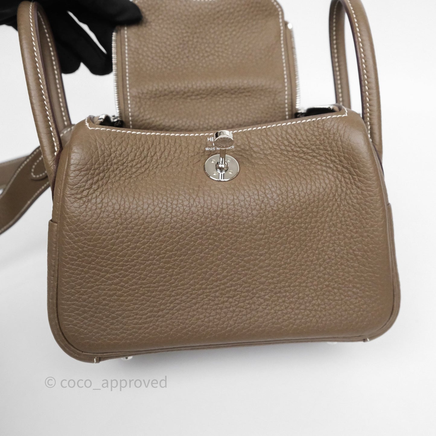 Hermès Mini Lindy 20 Etoupe 18 Clemence Palladium Hardware