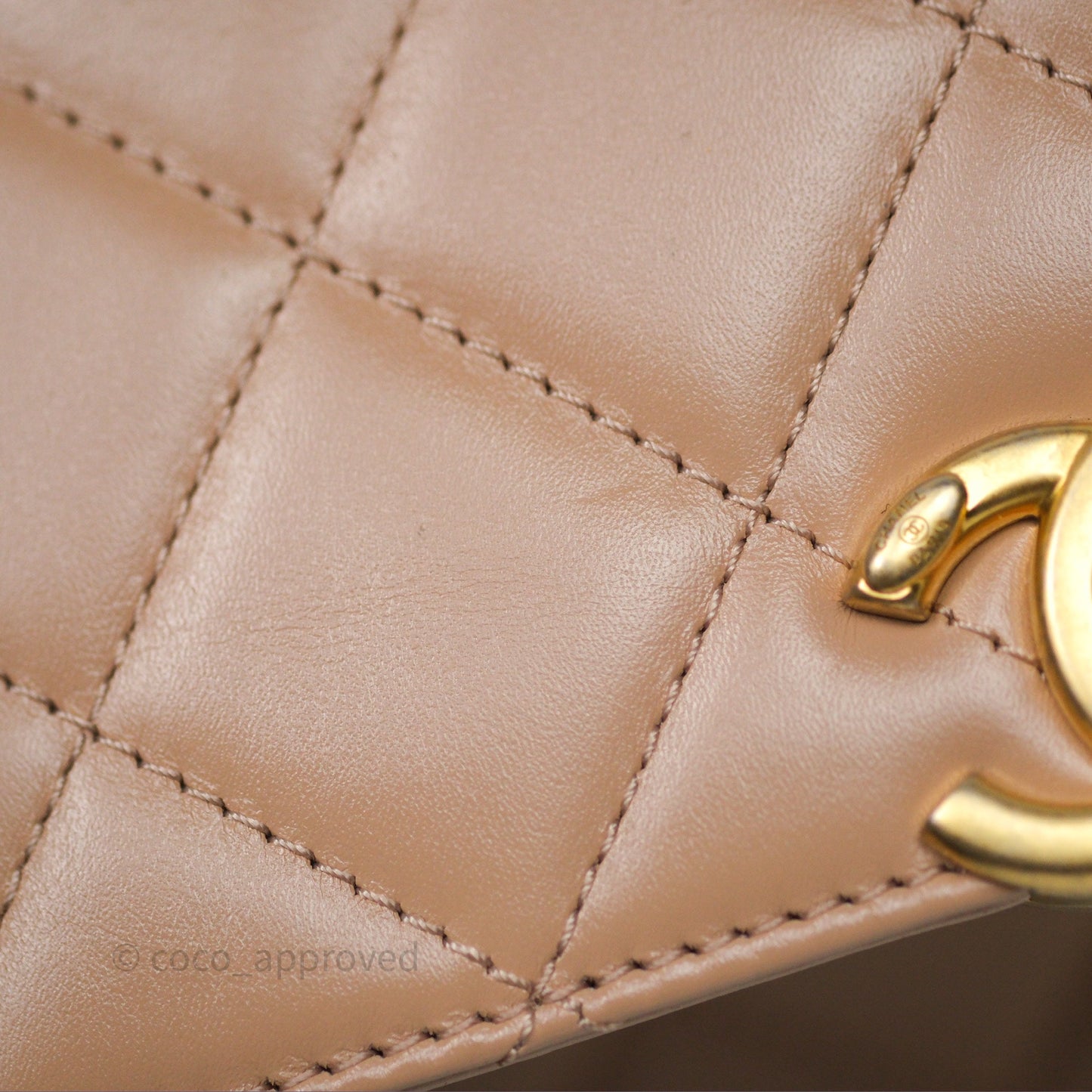 Chanel Quilted Mini Perfect Fit Adjustable Beige Calfskin Gold Hardware