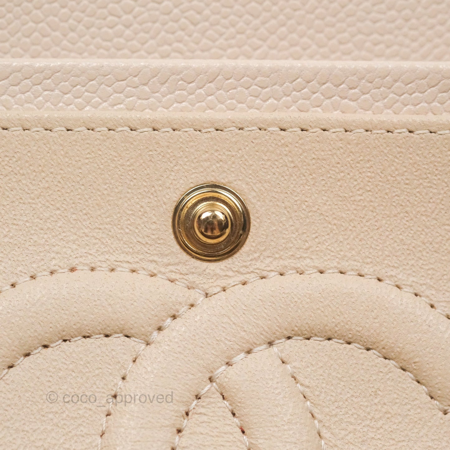 Chanel Classic M/L Medium Double Flap Chevron Light Beige Caviar Gold Hardware 20B