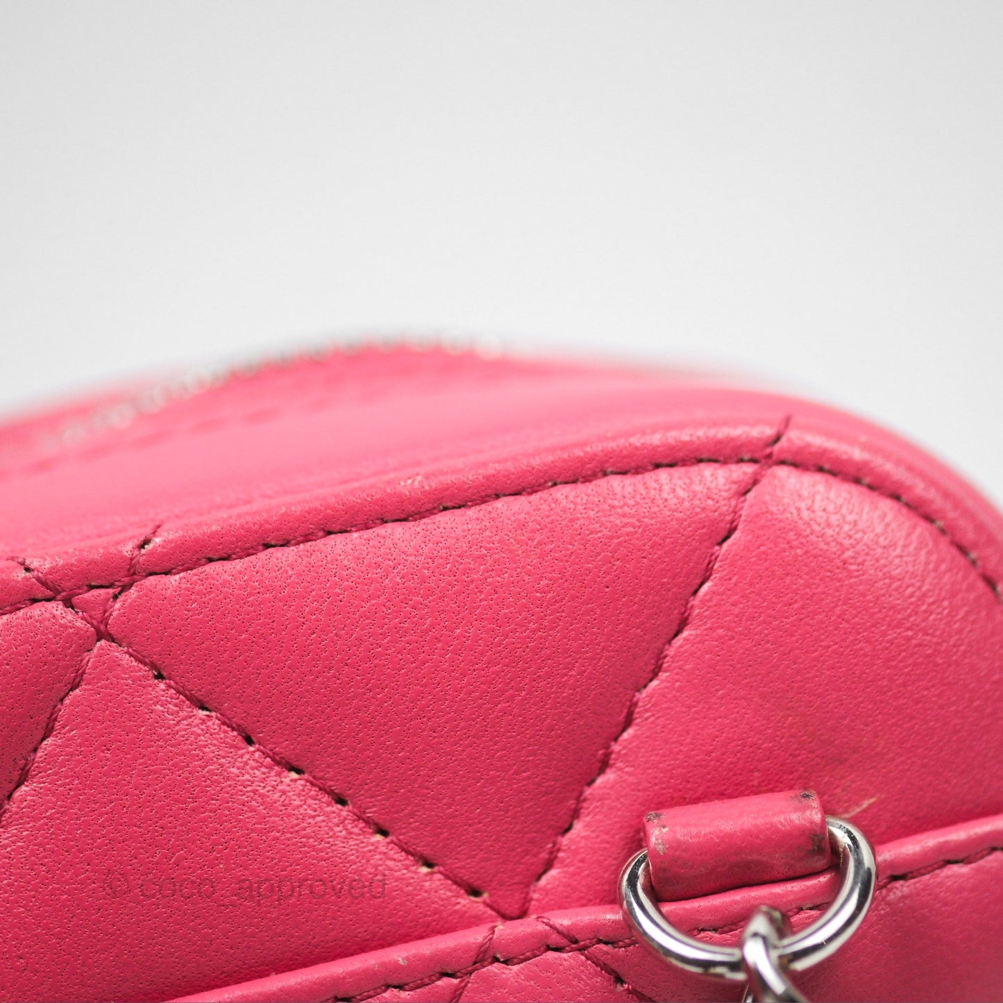 Chanel Quilted Phone Holder Pink Lambskin Silver Hardware