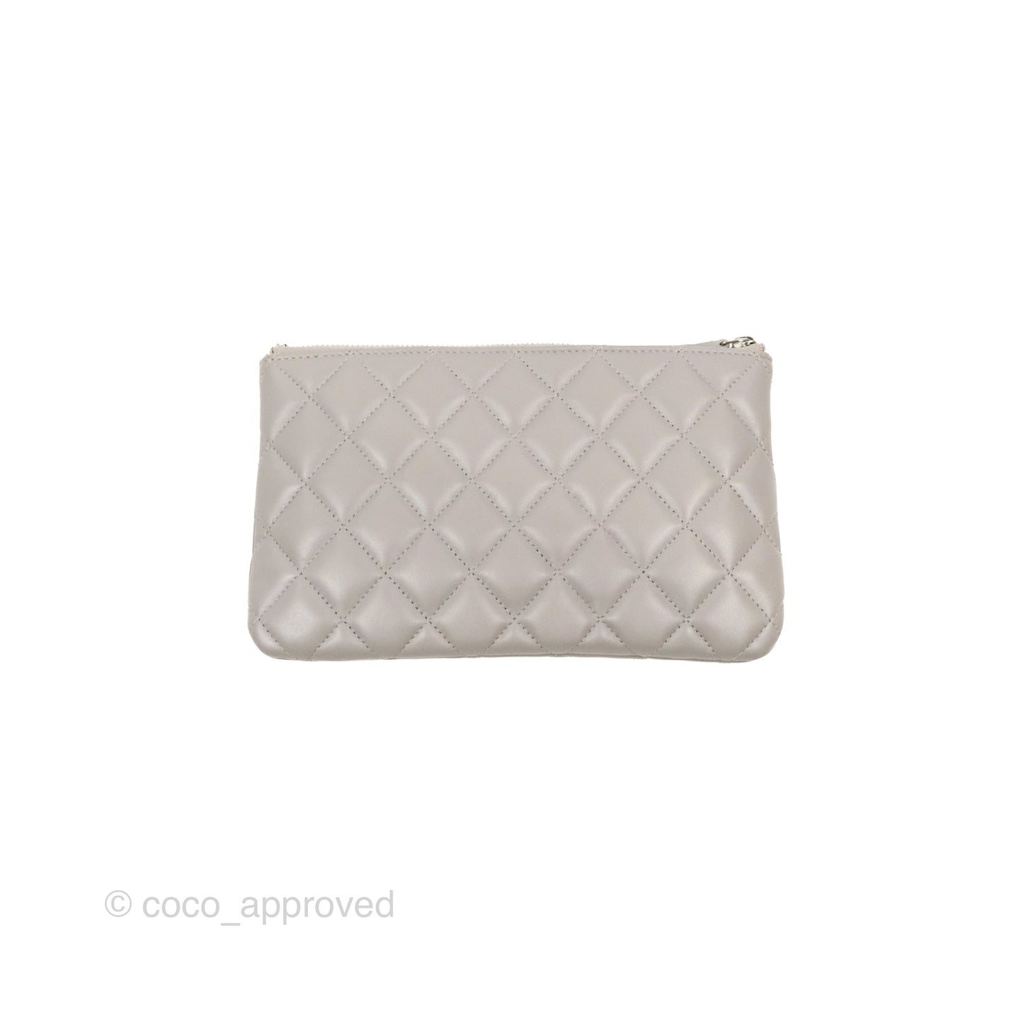 Chanel Quilted Small O Case Grey Lambskin Silver Hardware