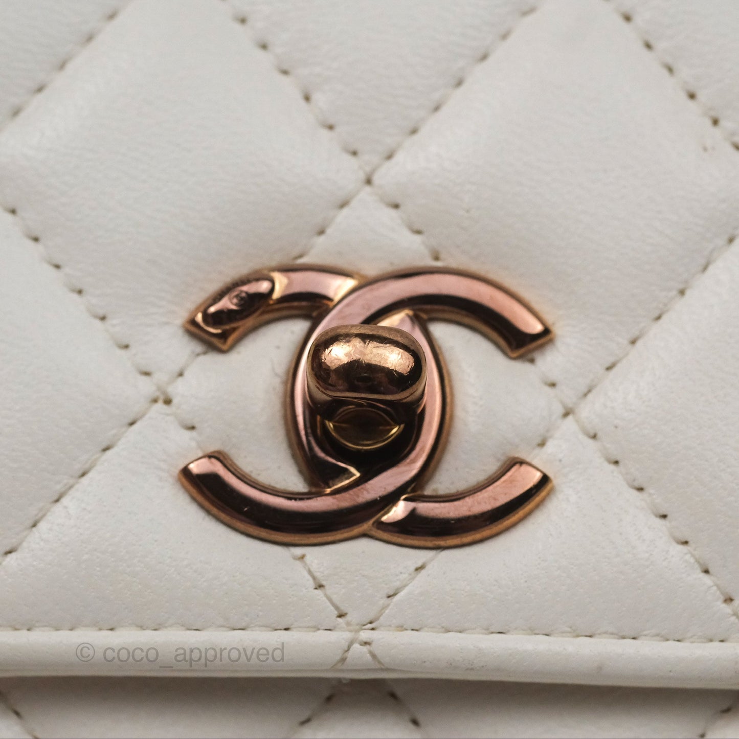 Chanel Mini Quilted Trendy CC Clutch With Chain White Lambskin Rose Gold Hardware