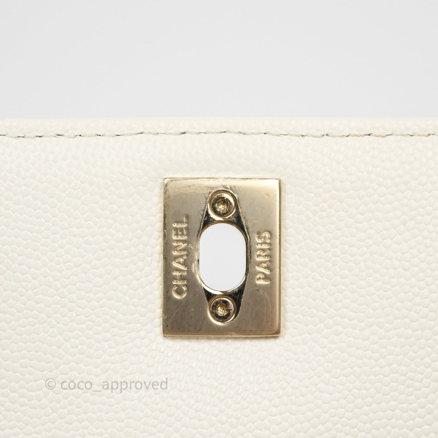Chanel Mini Coco Handle Quilted Ivory White Caviar Gold Hardware