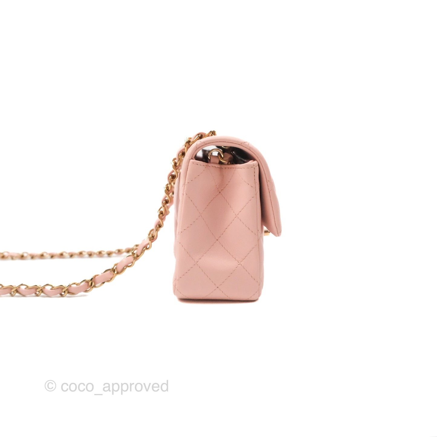 Chanel Quilted Mini Rectangular Flap Pink Lambskin Gold Hardware