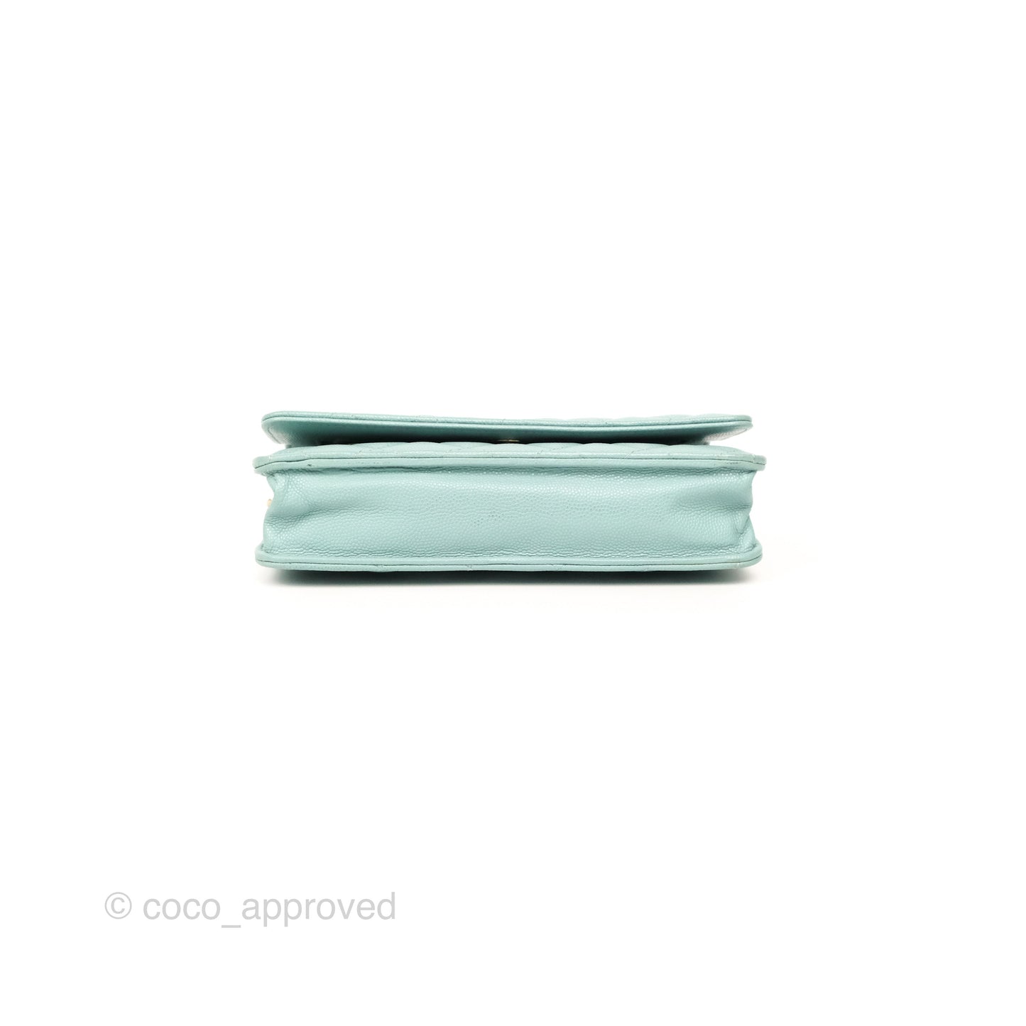 Chanel Quilted Classic Wallet On Chain WOC Tiffany Blue Caviar Gold Hardware