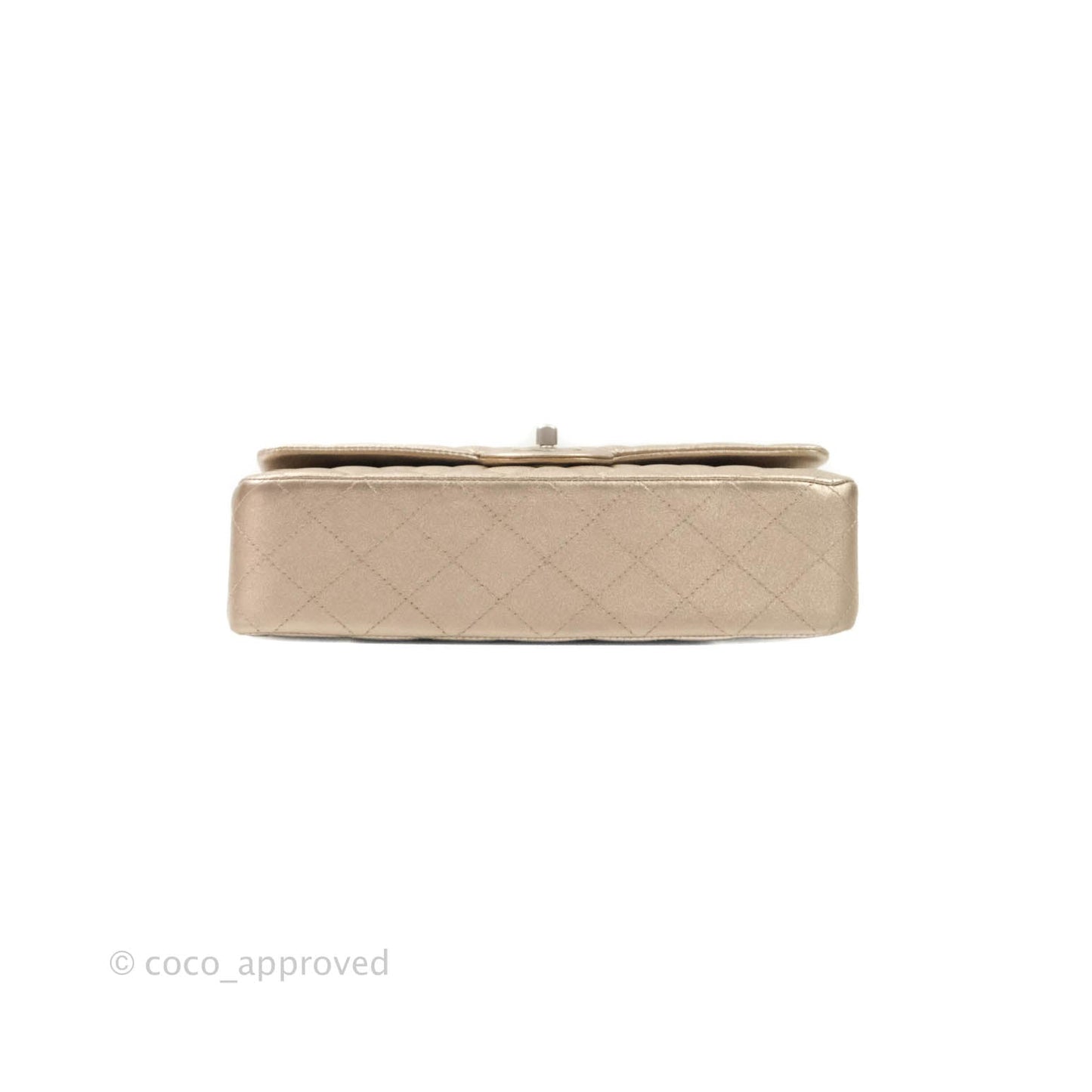 Chanel Classic M/L Medium Double Flap Metallic Bronze Lambskin Matte Silver Hardware