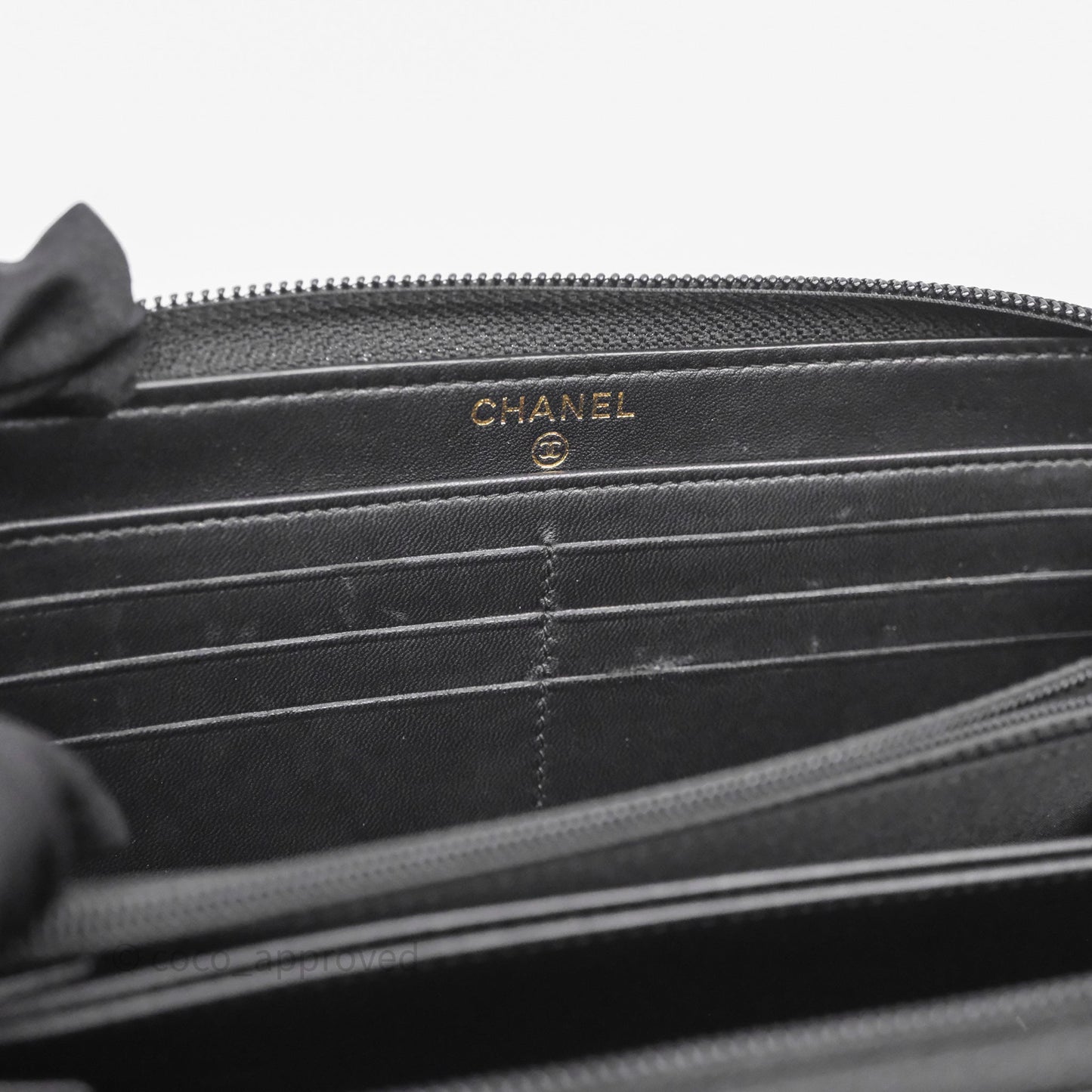 Chanel Boy Zip Long Wallet Black Lambskin Gold Hardware