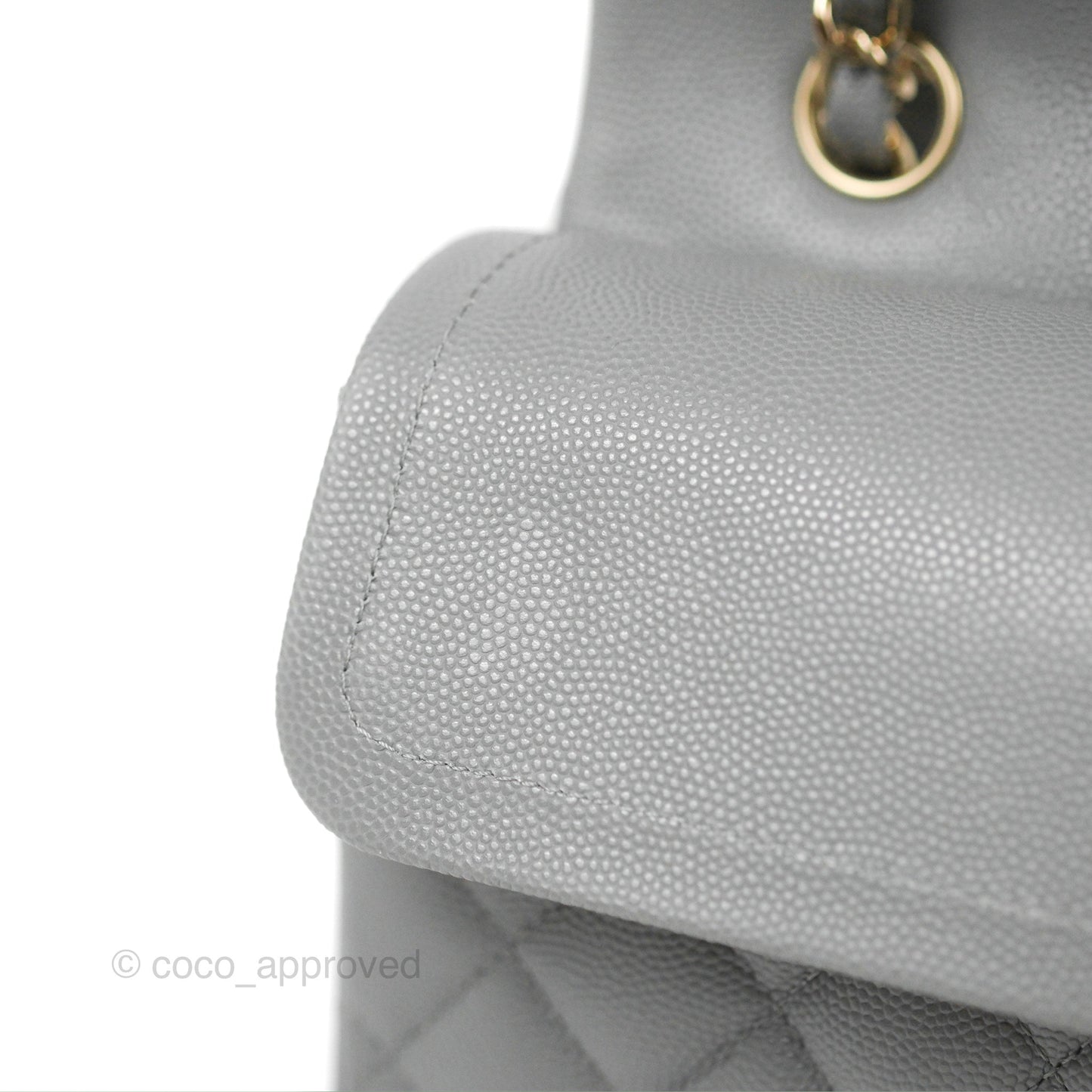Chanel Small Classic Quilted Flap Grey Caviar Gold Hardware 20C
