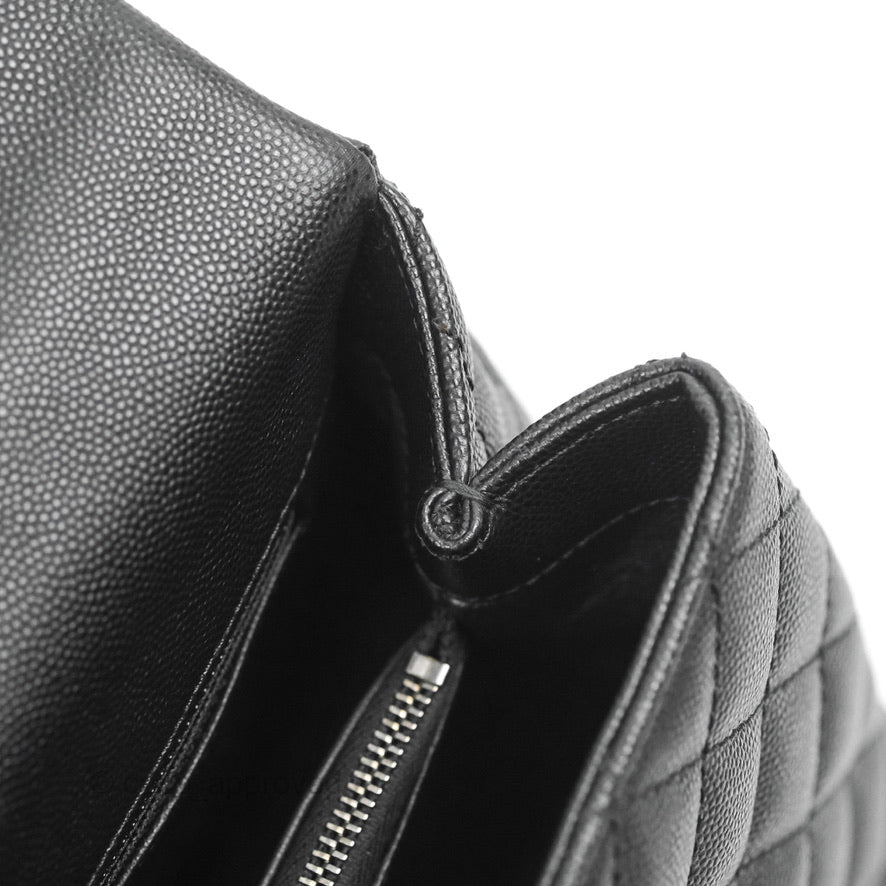 Chanel Medium Coco Handle Quilted Black Caviar Lizard Handle Ruthenium Hardware