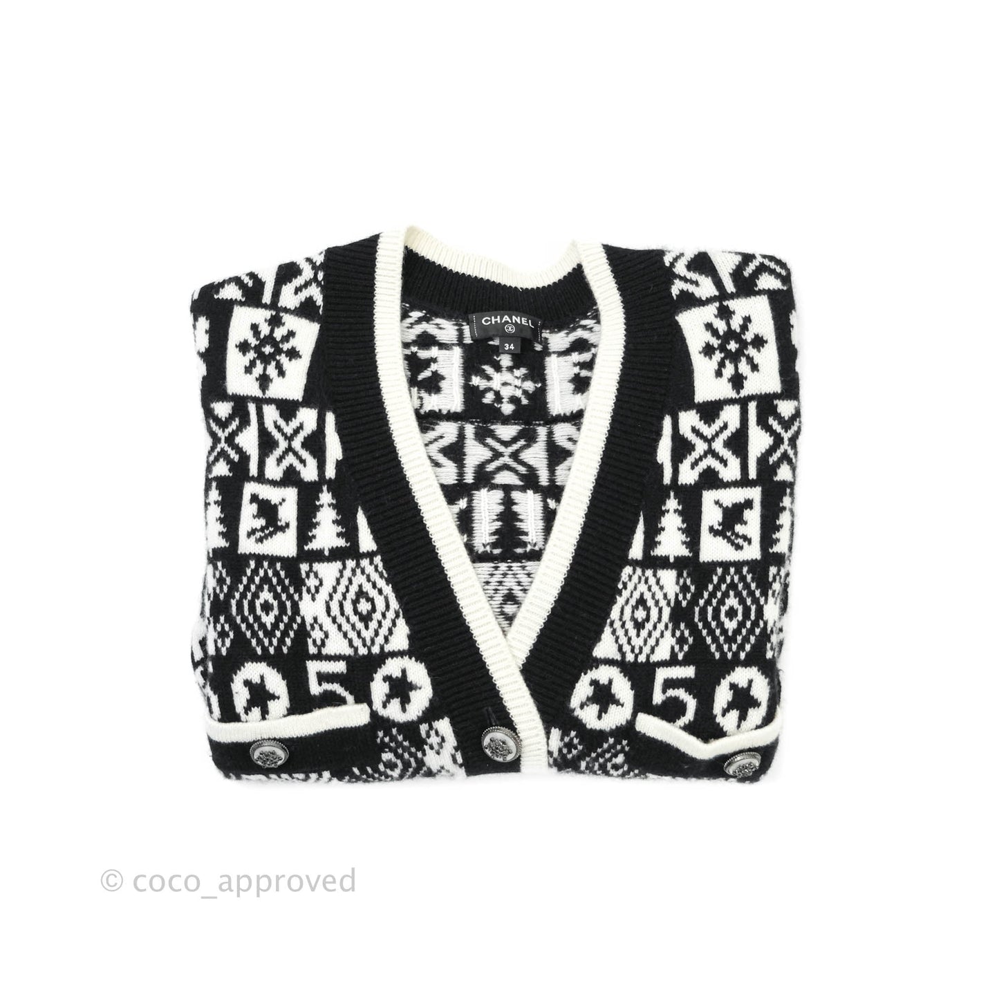 Chanel Black & White Cashmere Cardigan 19B