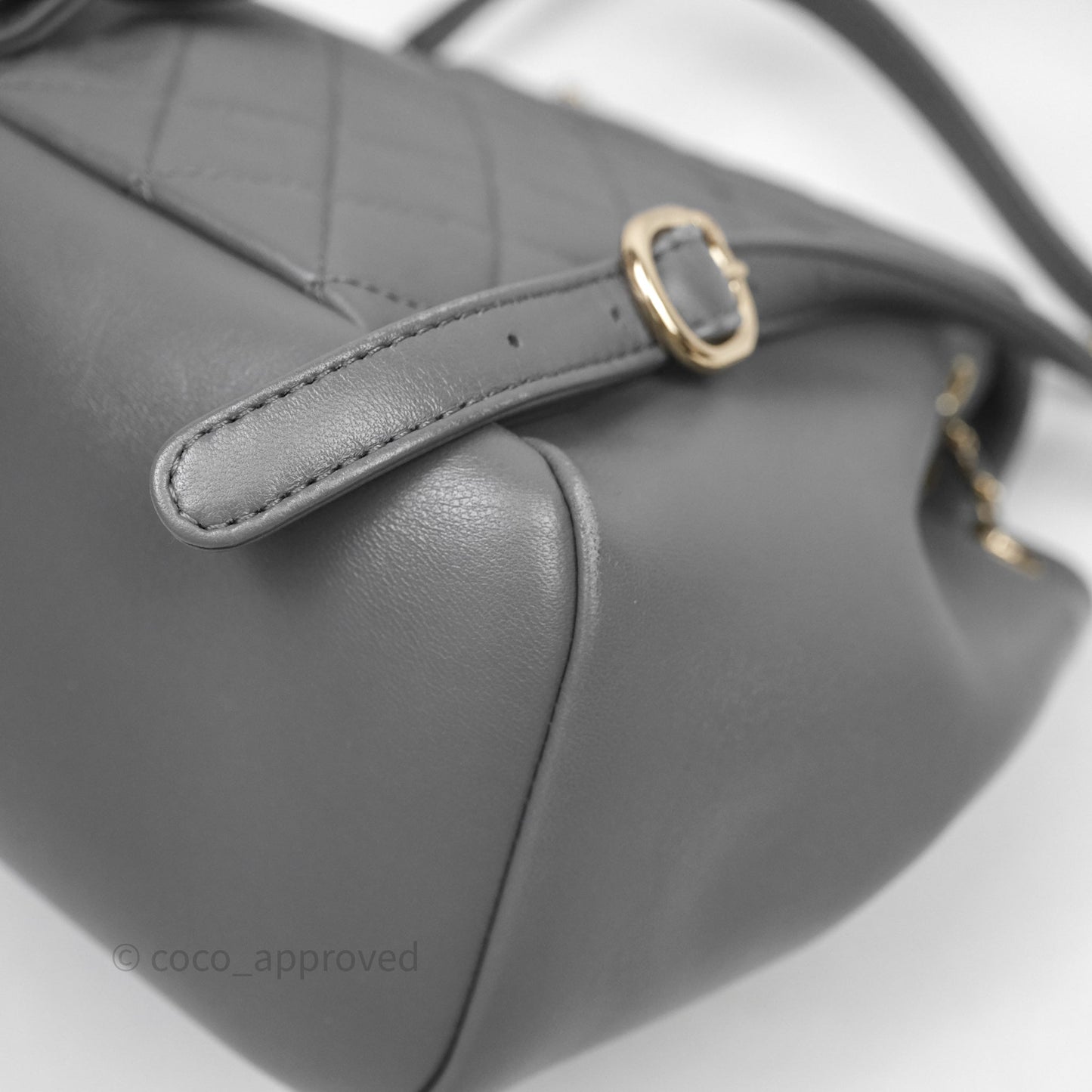 Chanel Small Duma Drawstring Backpack Grey Lambskin Gold Hardware