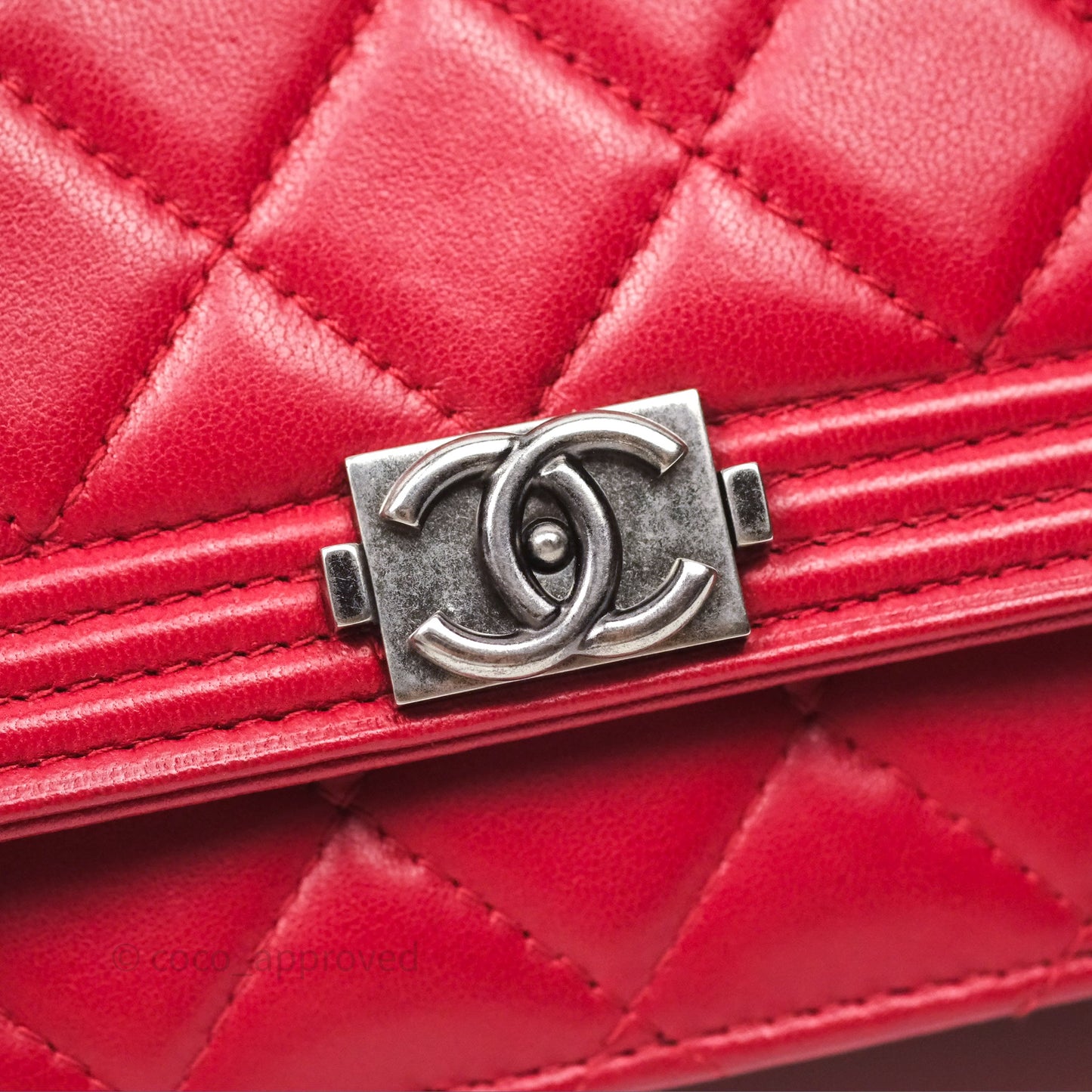 Chanel Boy Wallet on Chain WOC Red Lambskin Ruthenium Hardware