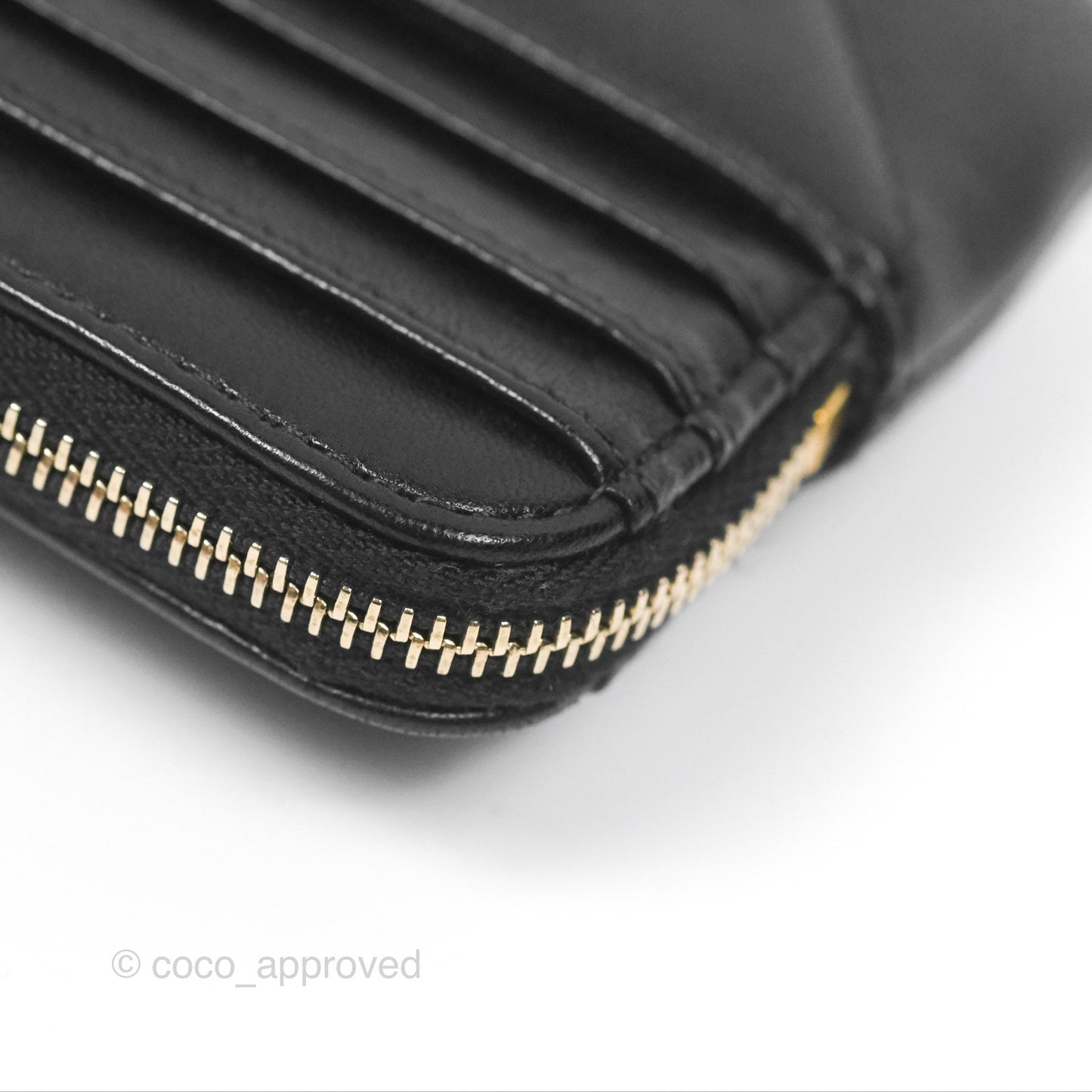 Chanel Quilted Chanel 19 Zip Card Holder Wallet Black Lambskin