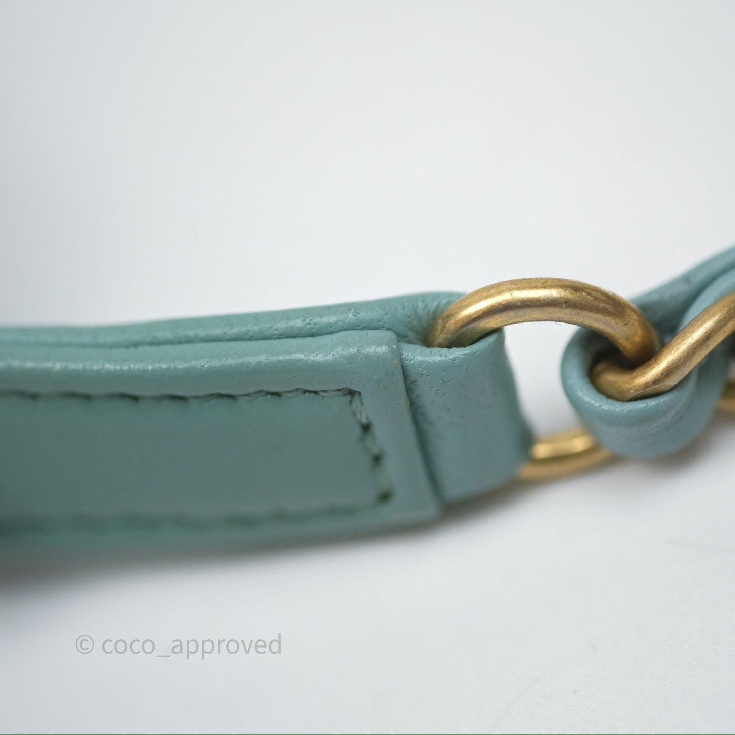Chanel Quilted Small Circular Handle Bag Mint Green Aged Gold Hardware